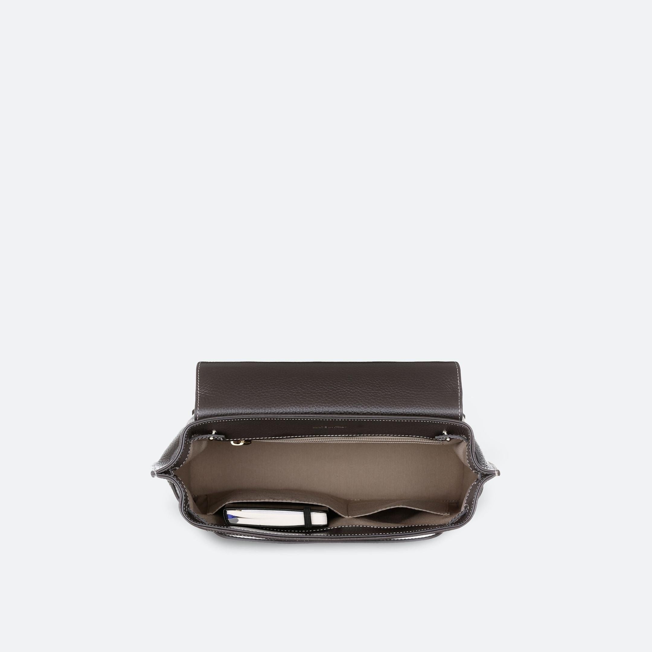 ALEMI Zurich | VIADUKT | Small Bag | Dark Brown | Soft Grain Leather | Inside