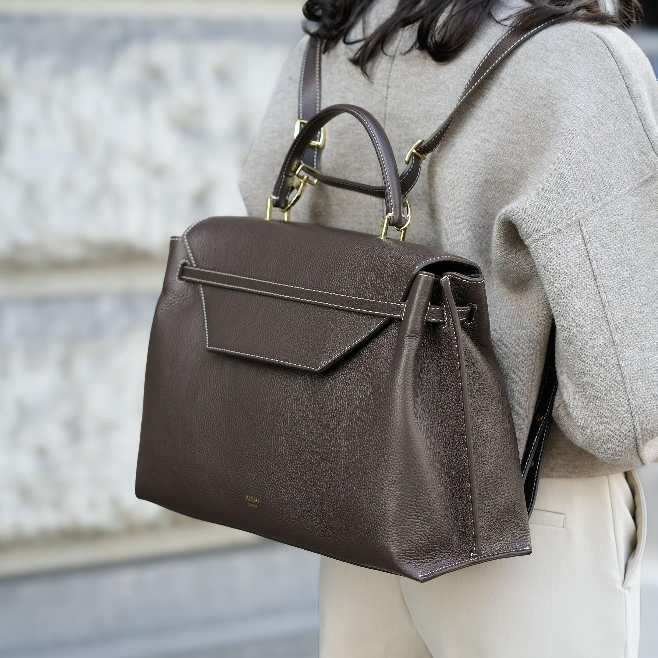 ALEMI Zurich | VIADUKT WORK | Laptop Bag | Dark Brown | Soft Grain Leather | Bag as backpack