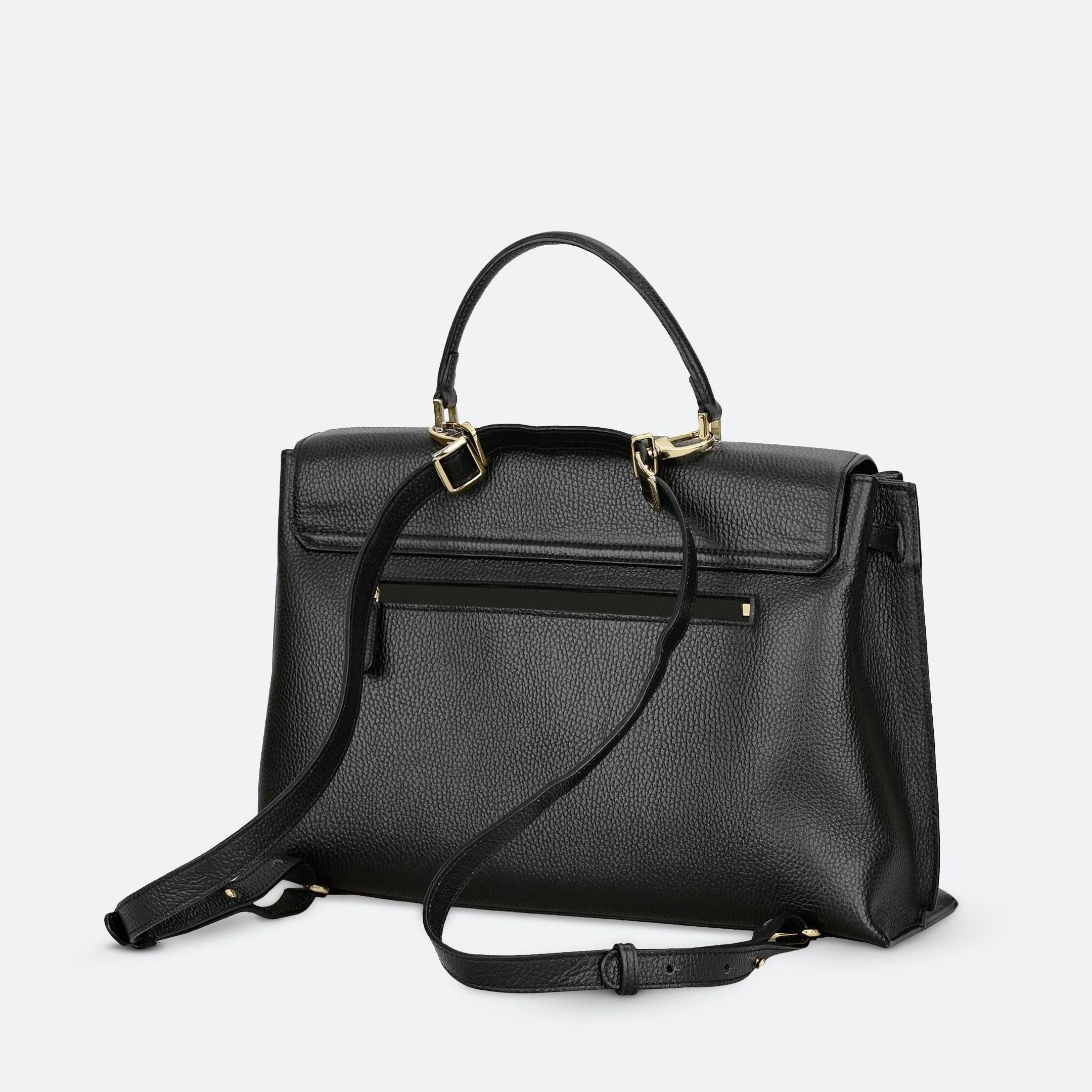 ALEMI Zurich | VIADUKT WORK | Laptop Bag | Black | Soft Grain Leather | Bag back
