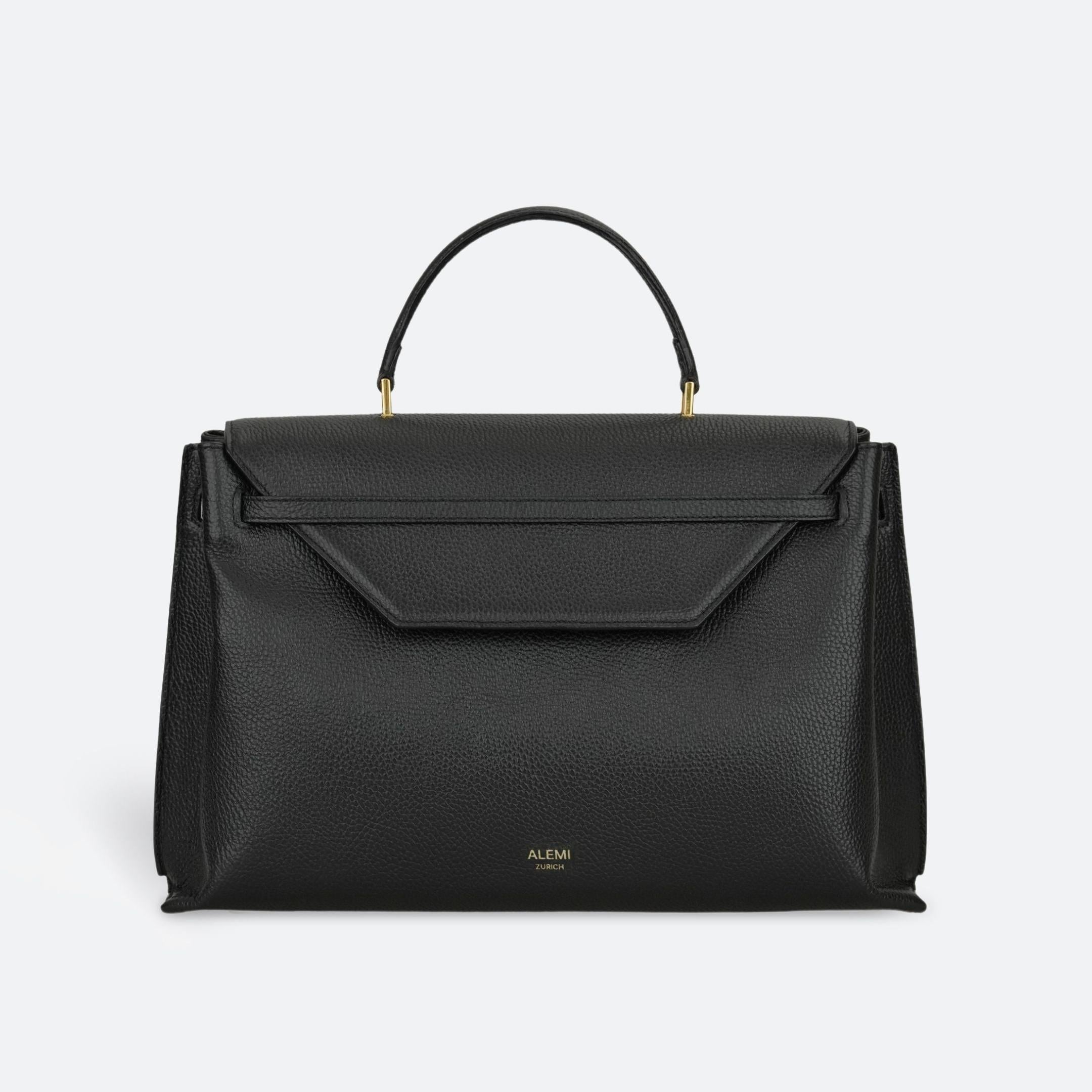 ALEMI Zurich | VIADUKT WORK | Laptop Bag | Black | Soft Grain Leather | Bag front
