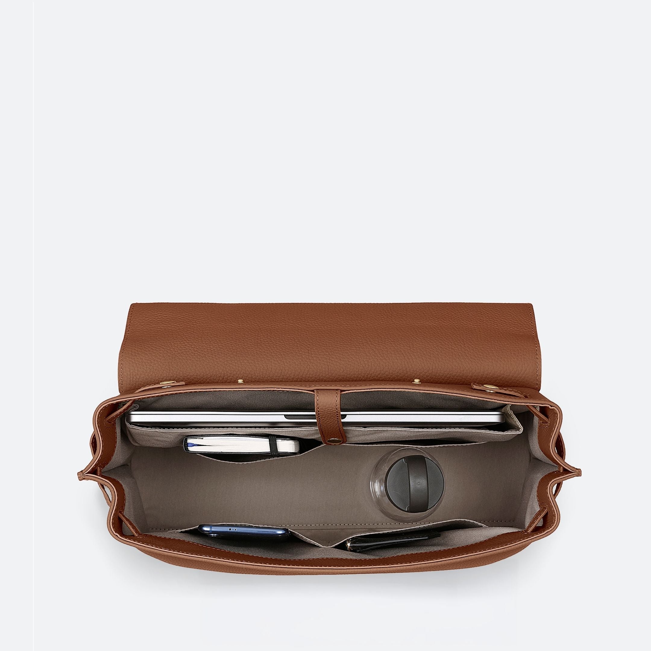 ALEMI Zurich | VIADUKT WORK | Laptop Bag | Cognac | Soft Grain Leather | Inside