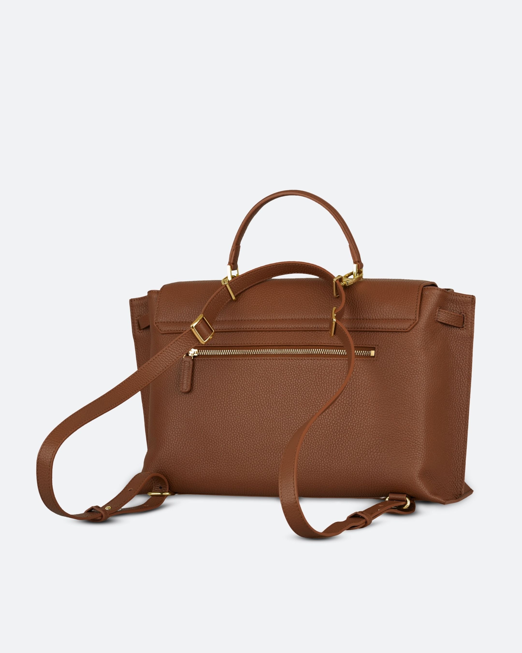 ALEMI Zurich | VIADUKT WORK | Laptop Bag | Cognac | Soft Grain Leather | Bag back