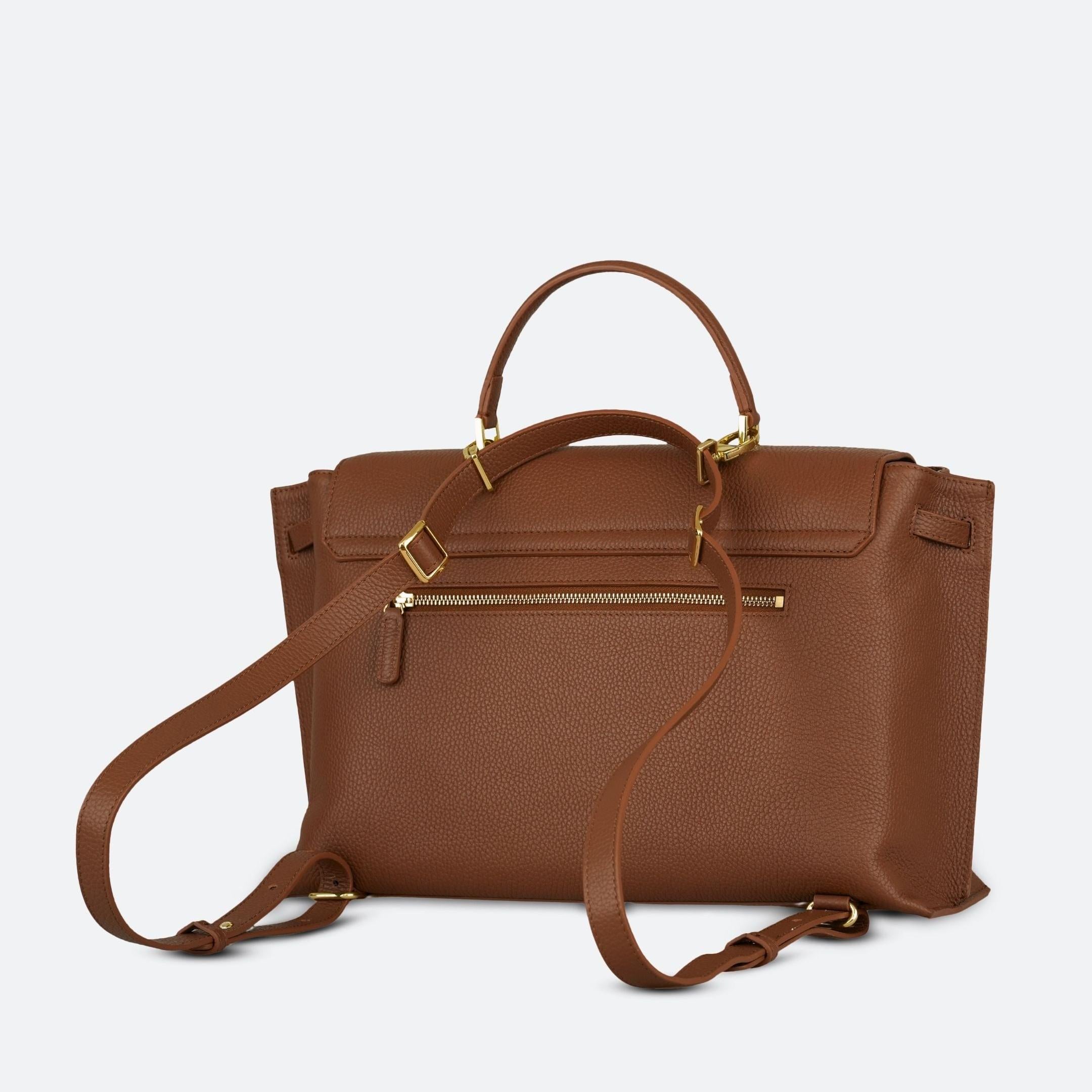ALEMI Zurich | VIADUKT WORK | Laptop Bag | Cognac | Soft Grain Leather | Bag back