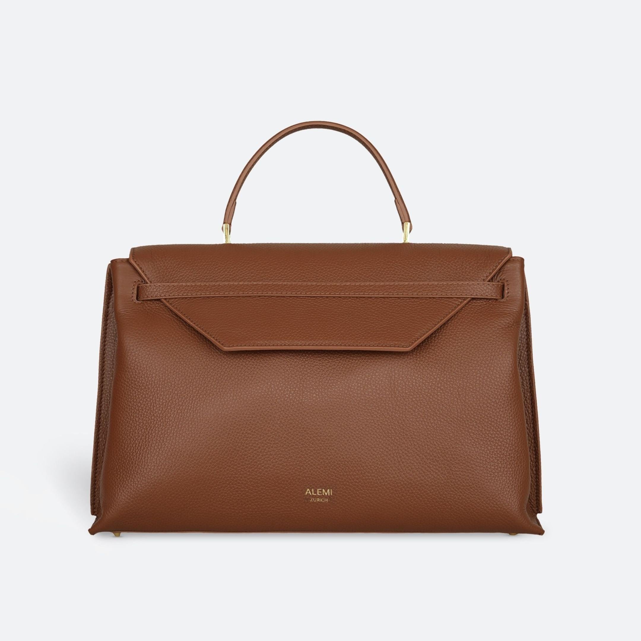 ALEMI Zurich | VIADUKT WORK | Laptop Bag | Cognac | Soft Grain Leather | Bag front