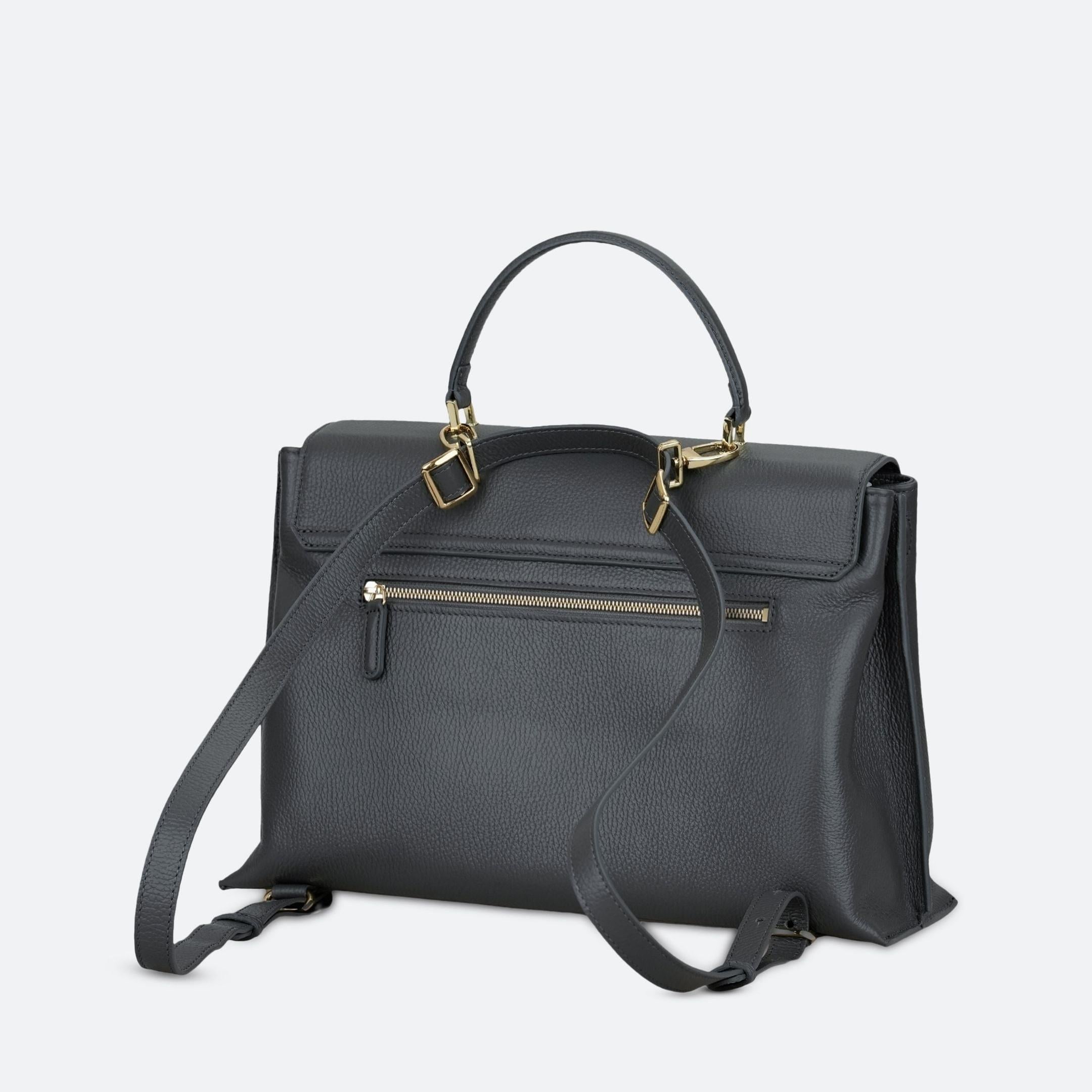 ALEMI Zurich | VIADUKT WORK | Laptop Bag | Dark Grey | Soft Grain Leather | Bag back