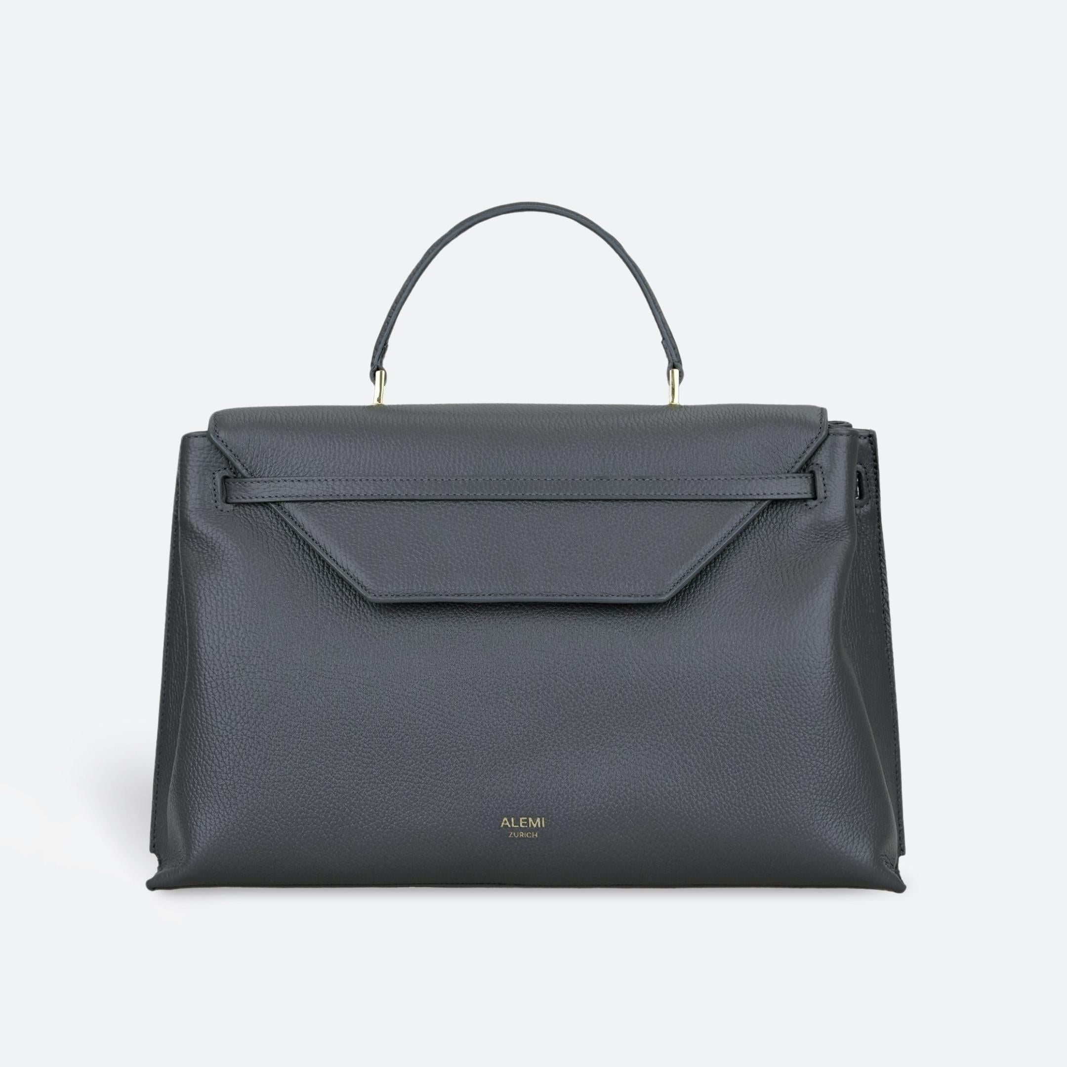 ALEMI Zurich | VIADUKT WORK | Laptop Bag | Dark Grey | Soft Grain Leather | Bag front