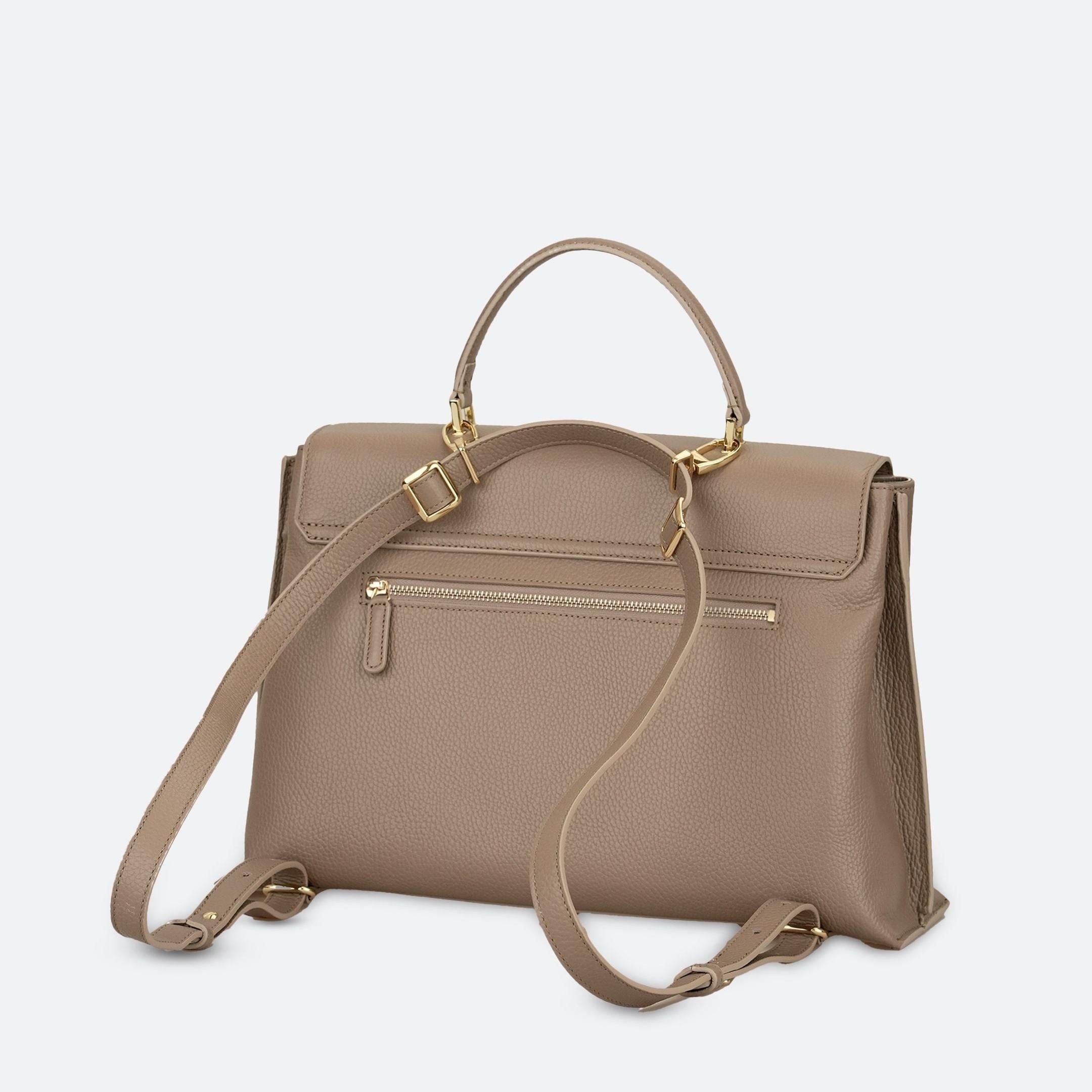 ALEMI Zurich | VIADUKT WORK | Laptop Bag | Greige | Soft Grain Leather | Bag back