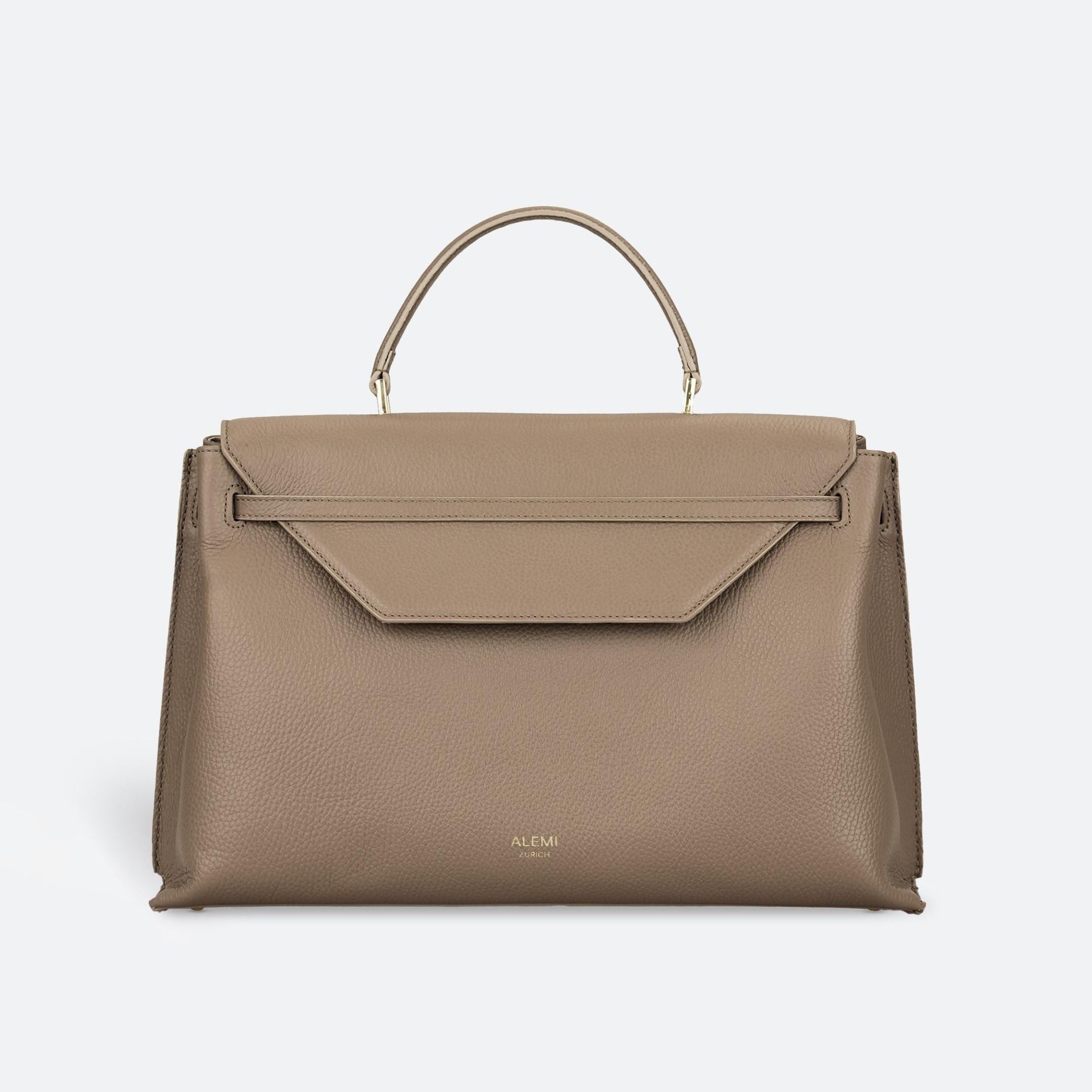 ALEMI Zurich | VIADUKT WORK | Laptop Bag | Greige | Soft Grain Leather | Bag front