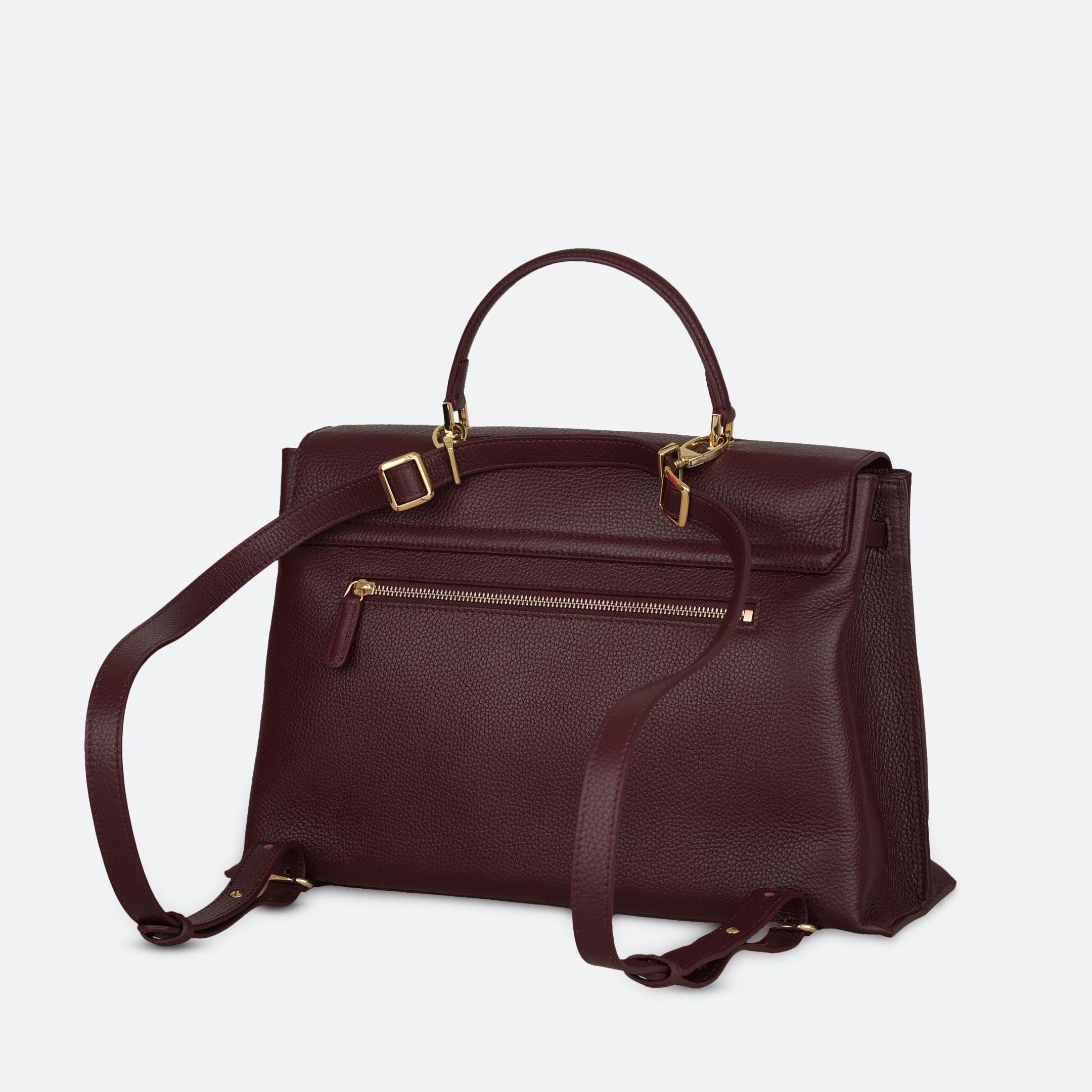 ALEMI Zurich | VIADUKT WORK | Laptop Bag | Maroon Red | Soft Grain Leather | Bag back