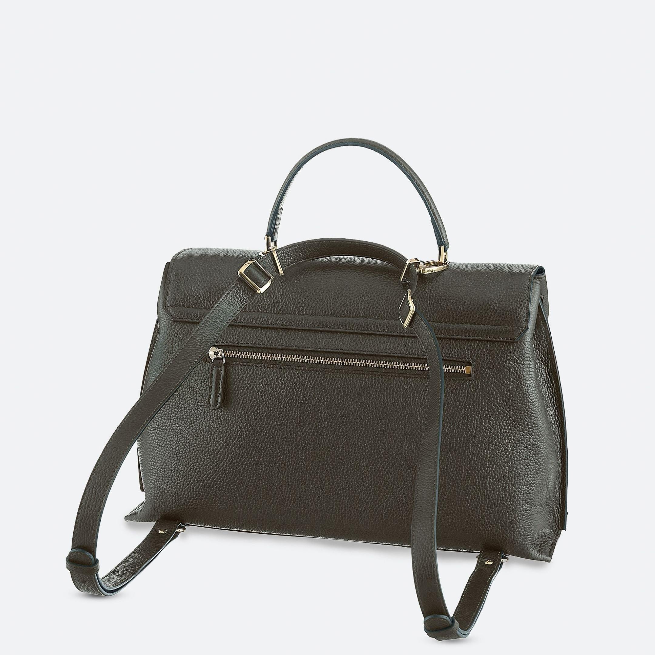 ALEMI Zurich | VIADUKT WORK | Laptop Bag | Olive Green | Soft Grain Leather | Bag back