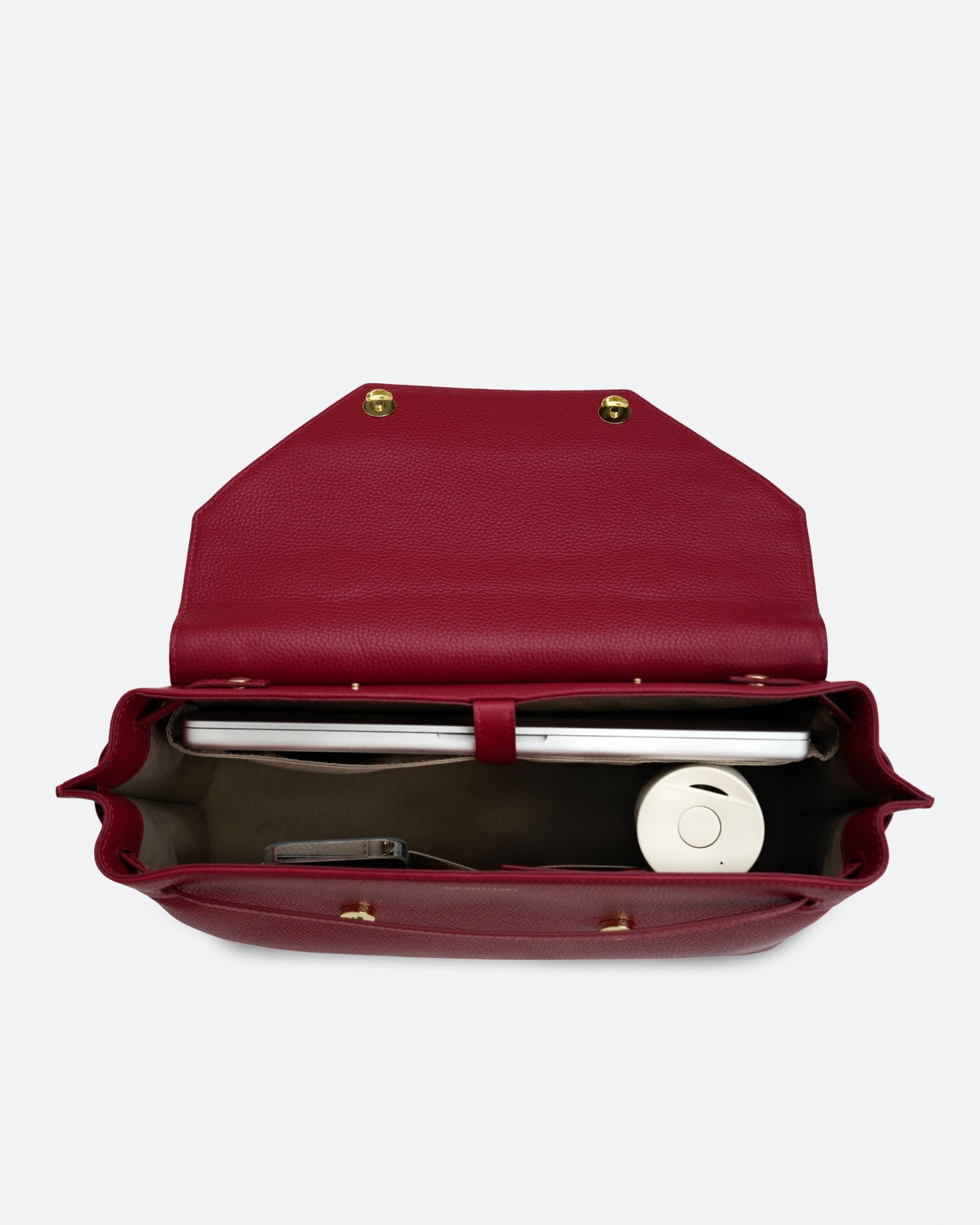 ALEMI Zurich | VIADUKT WORK | Laptop Bag | Red | Soft Grain Leather | Bag inside