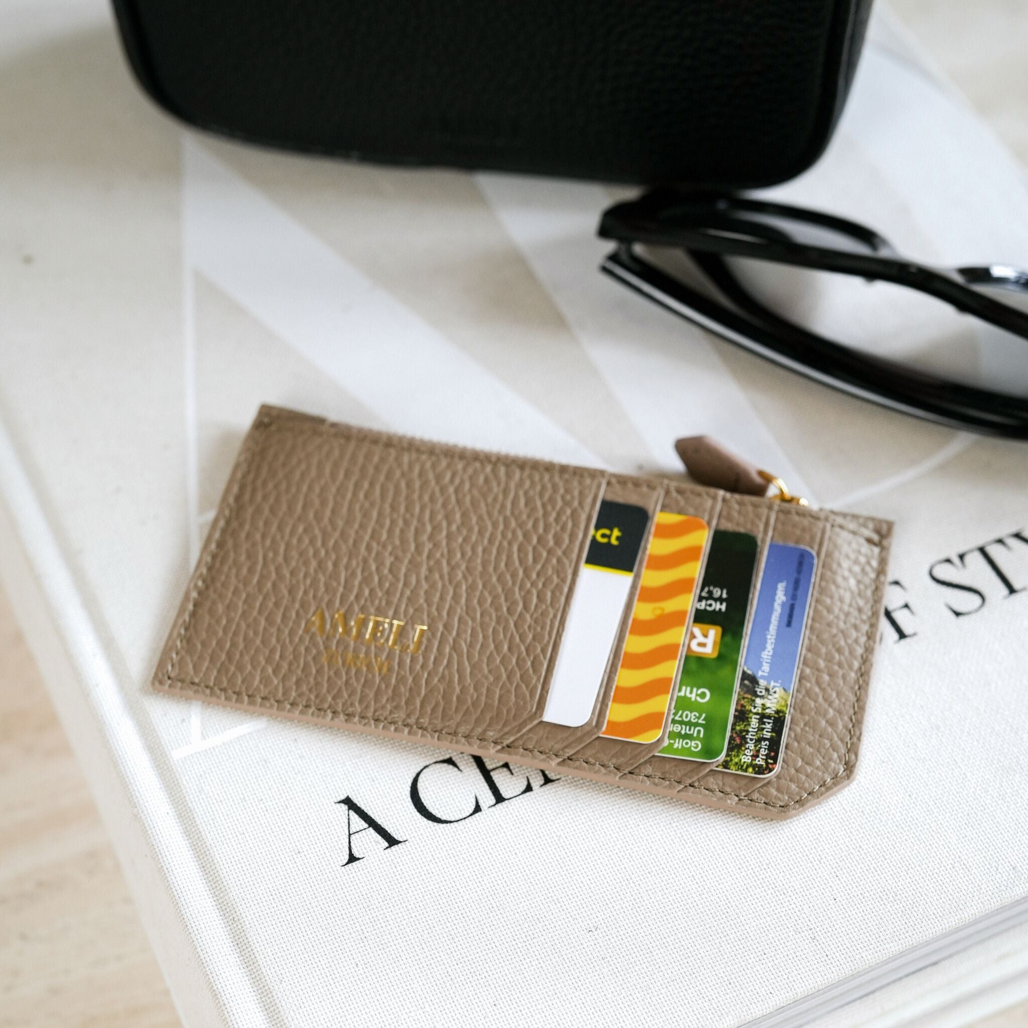 AMELI Zurich | Card holder | Greige | Soft Grain Leather | Front