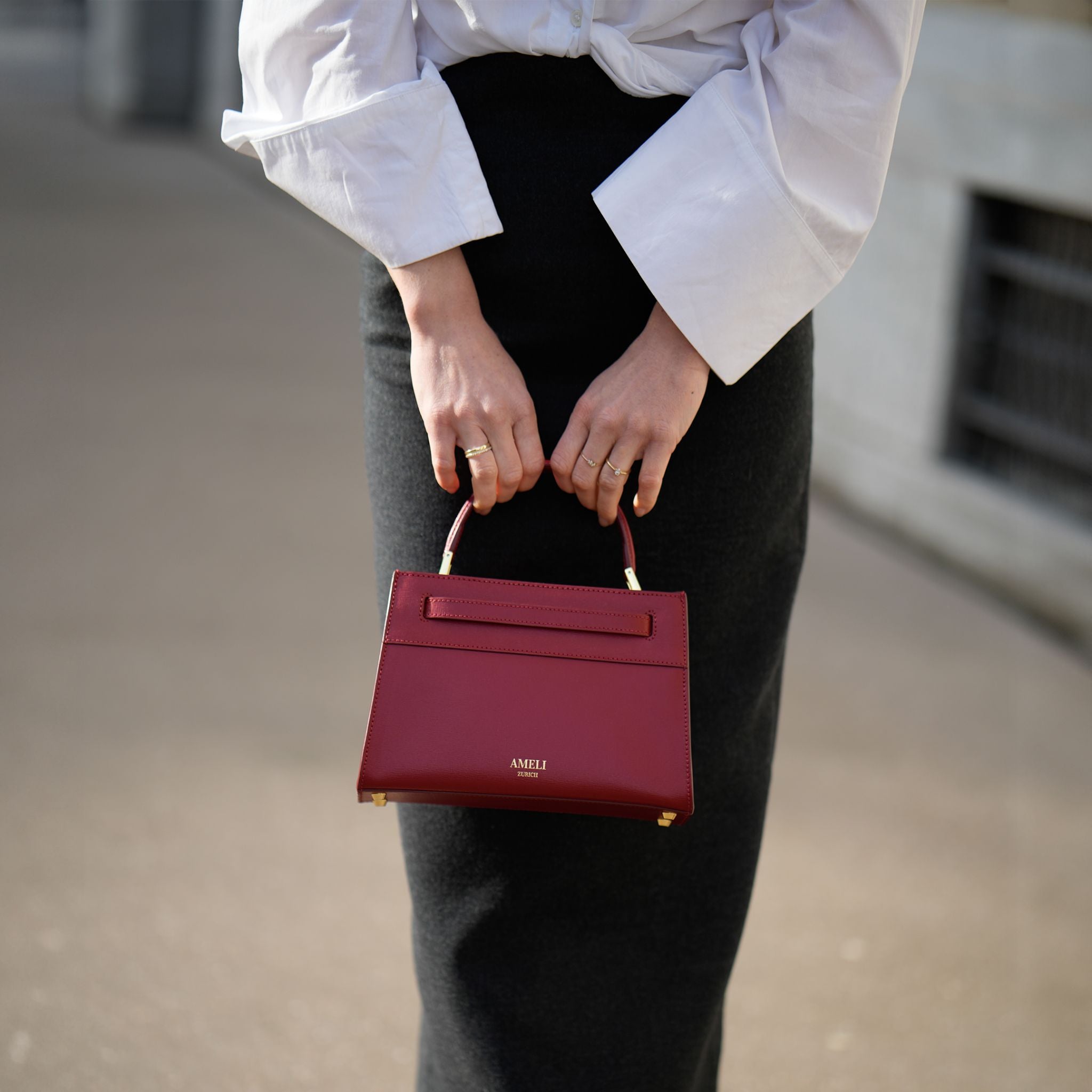 AMELI Zurich | SEEFELD MINI | Red | Saffiano Leather | Tophandle bag