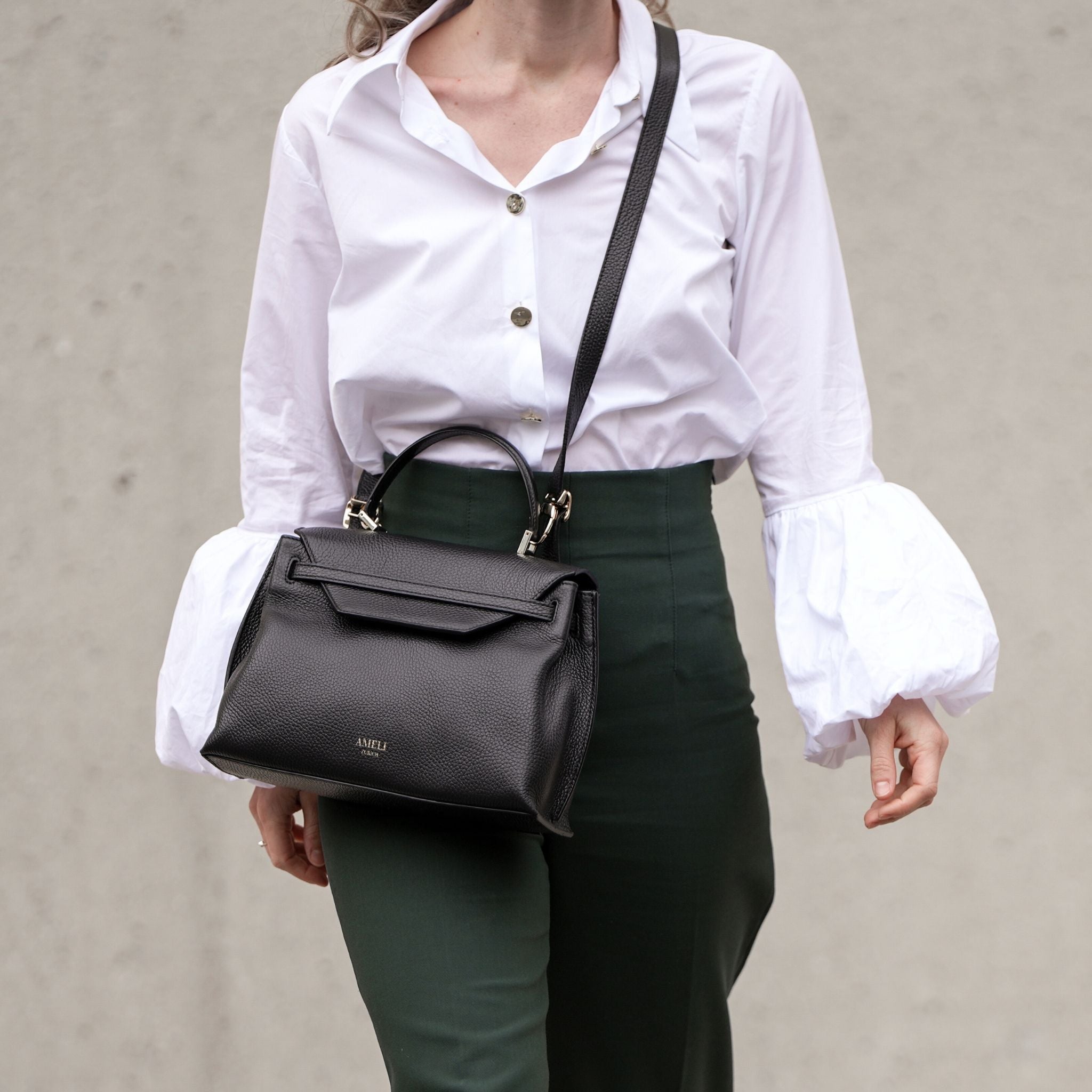 AMELI Zurich | VIADUKT | Black | Soft Grain Leather | Crossbody bag