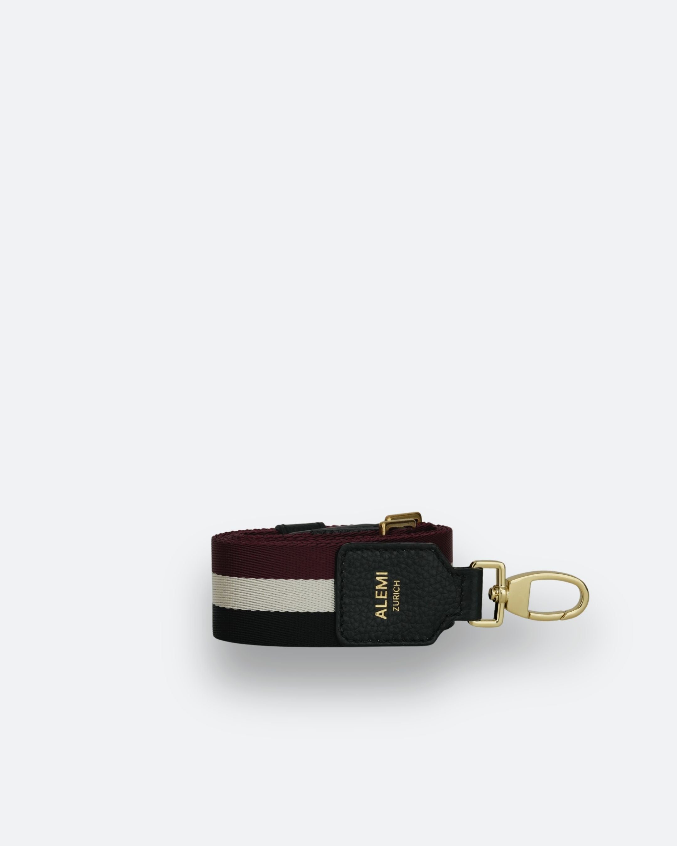 ALEMI Zurich | Adjustable Strap | Black with Maroon | Soft Grain Leather | Front