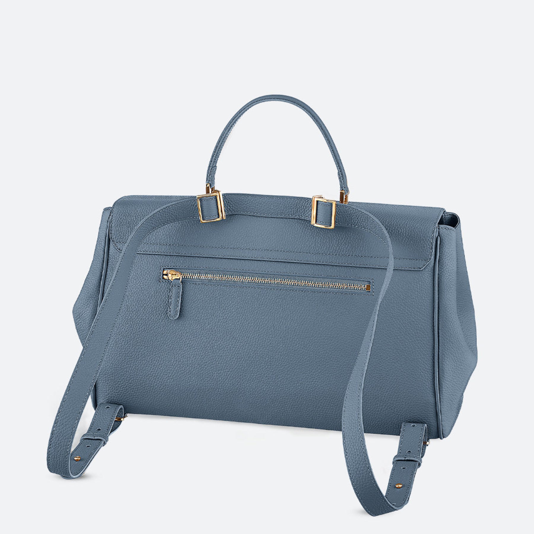 ALEMI Zurich | BELLEVUE | Laptop Bag | Ice Blue | Softgrain Leather | Bag back