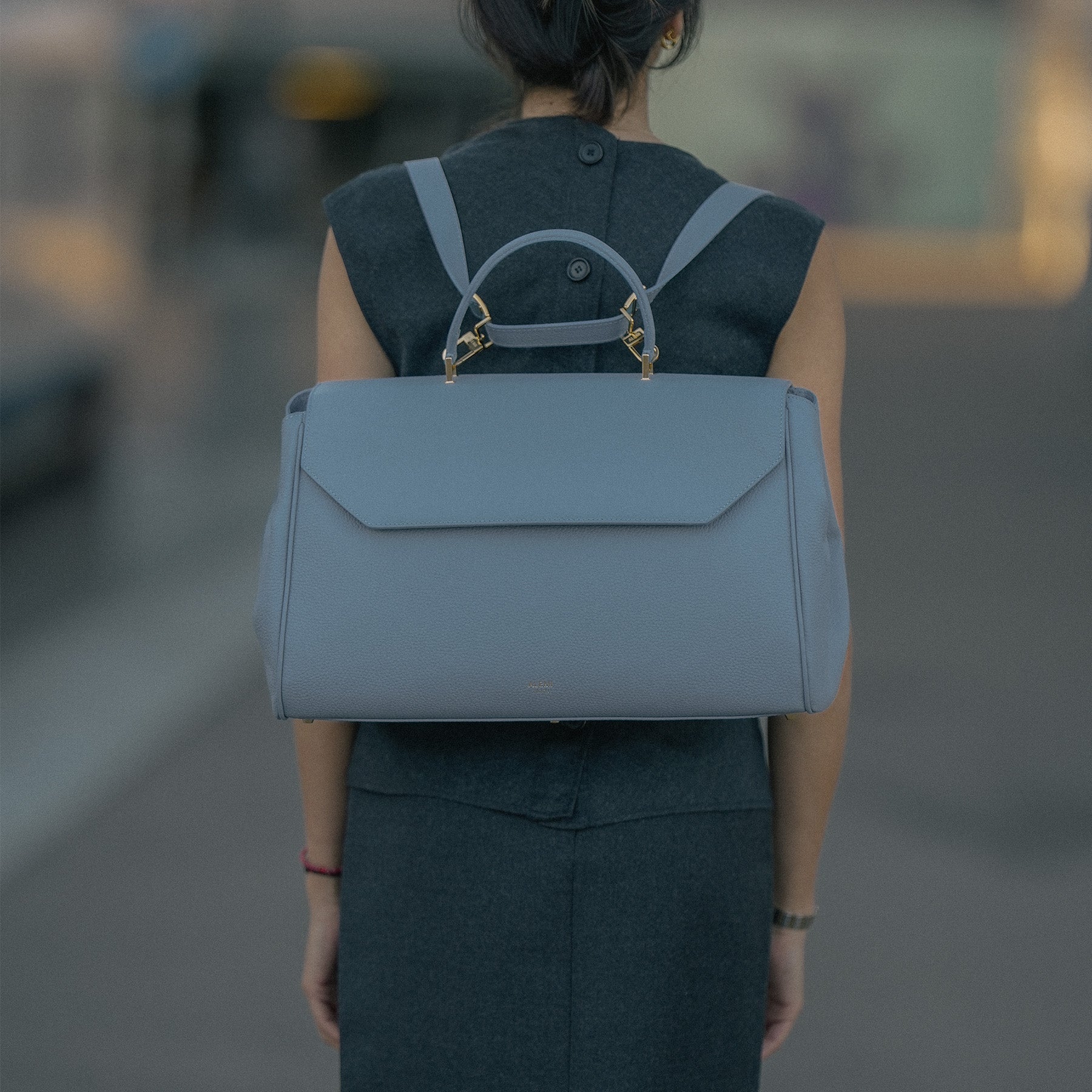 ALEMI Zurich | BELLEVUE | Laptop Bag | Ice Blue | Softgrain Leather | Backpack