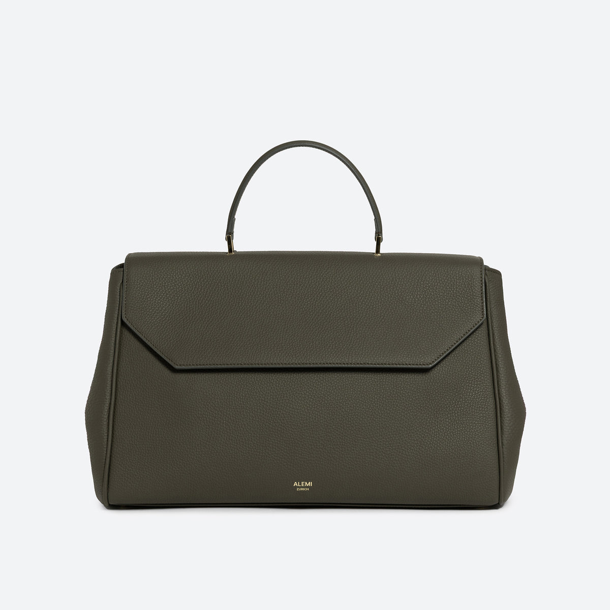 ALEMI Zurich | BELLEVUE | Laptop Bag | Olive Green | Soft Grain Leather | Bag front