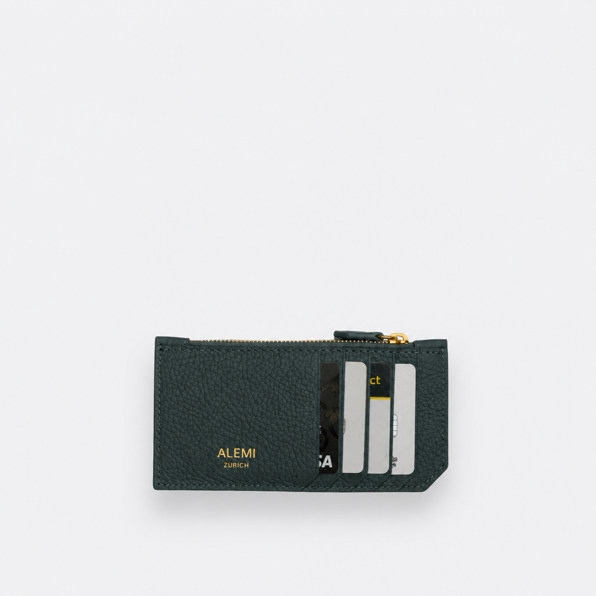 ALEMI Zurich | CARDHOLDER | Accessoires | Deep Teal (Limited Edition) | Soft Grain Leather | Front with Cards