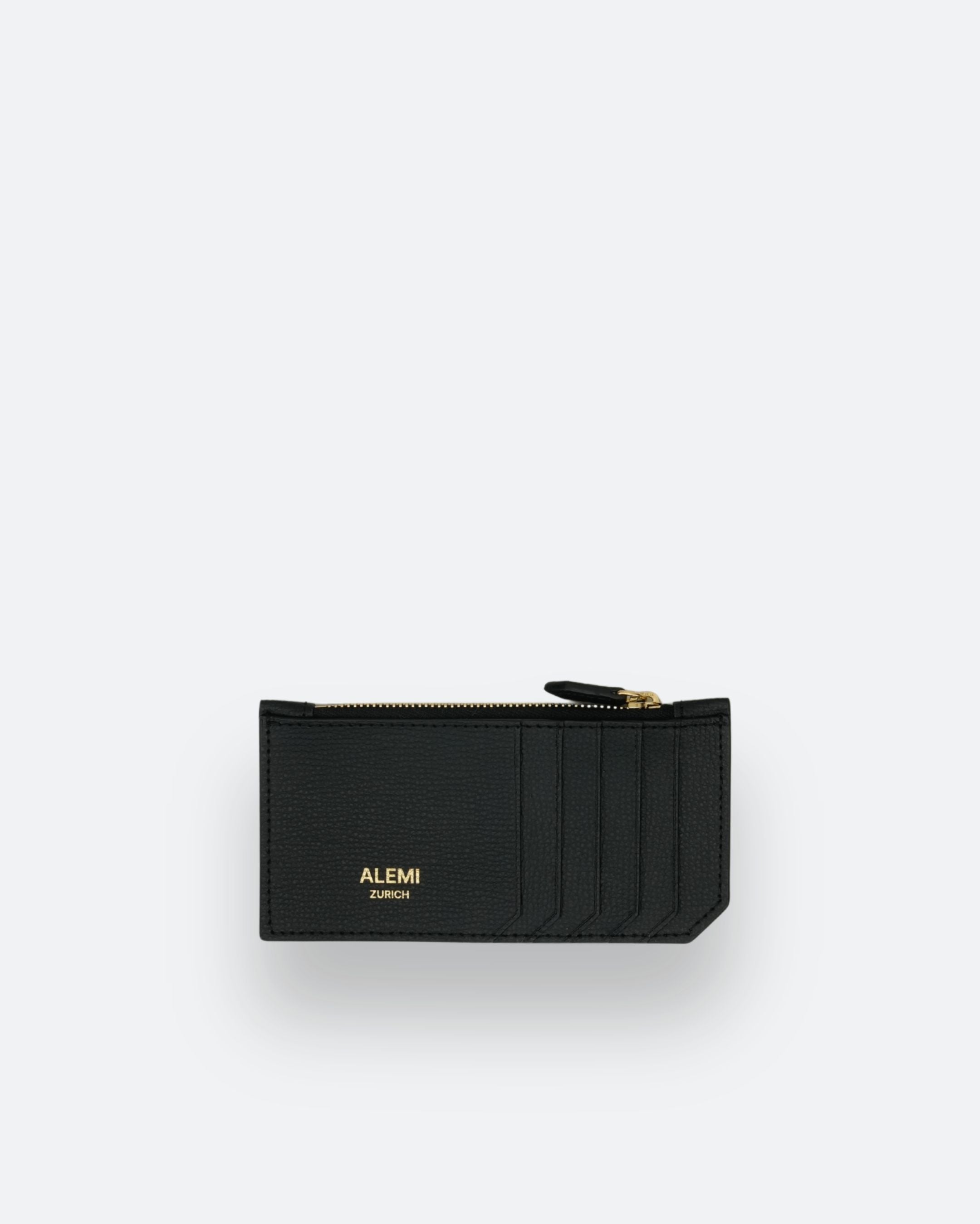 CARD HOLDER in Black - Leather Wallet with Zip | ALEMI Zurich