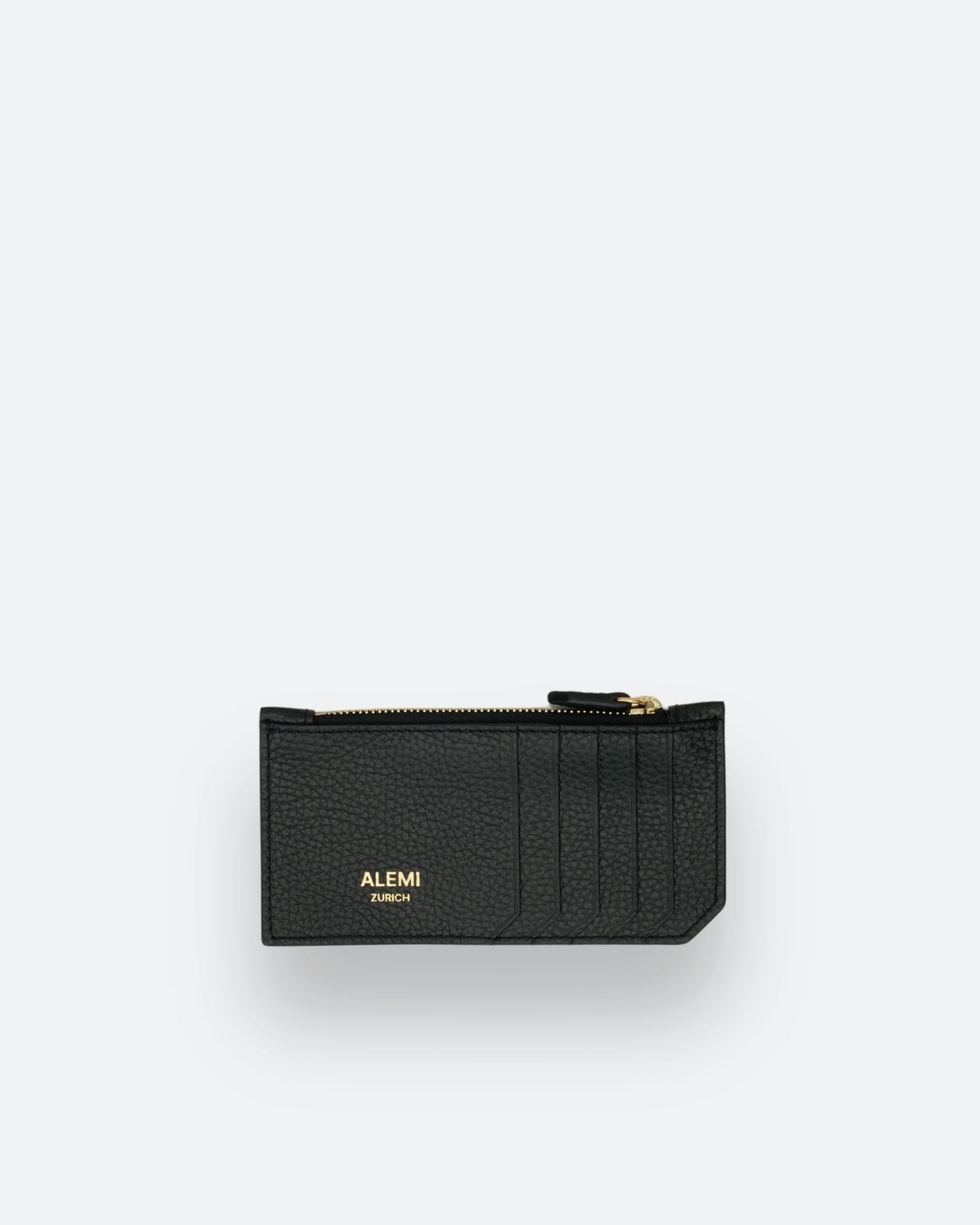 CARD HOLDER in Black - Leather Wallet with Zip | ALEMI Zurich