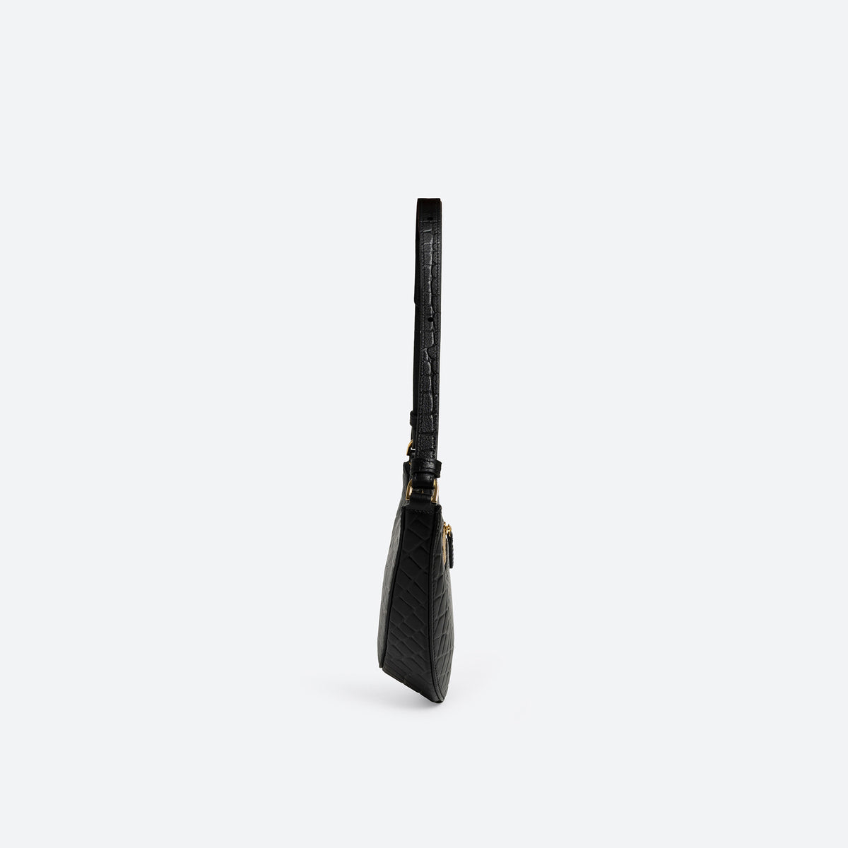 ALEMI Zurich | HELVETIA | Small Bag | Black | Croc-Embossed Leather | Bag side