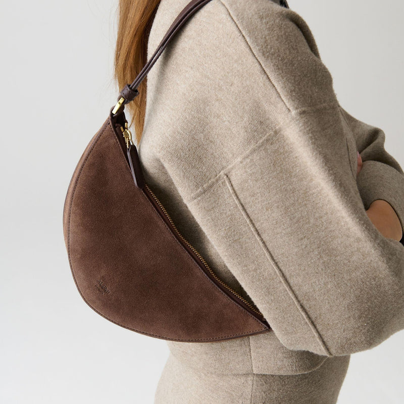 Helvetia Dark Brown Suede Leather Bag