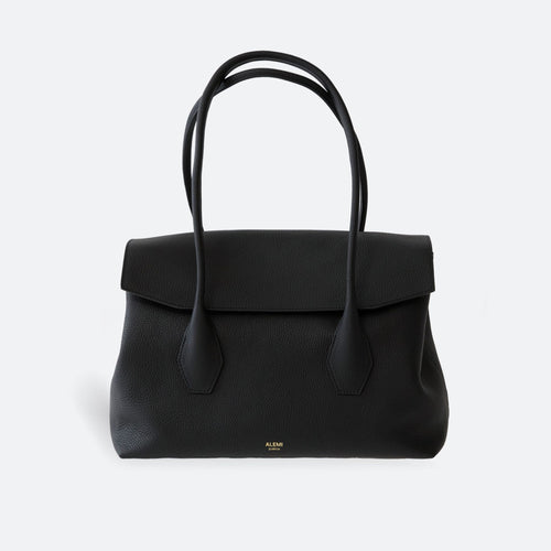 ALEMI Zurich | IDA | Laptop Bag | Black | Soft Grain Leather | Front narrow width