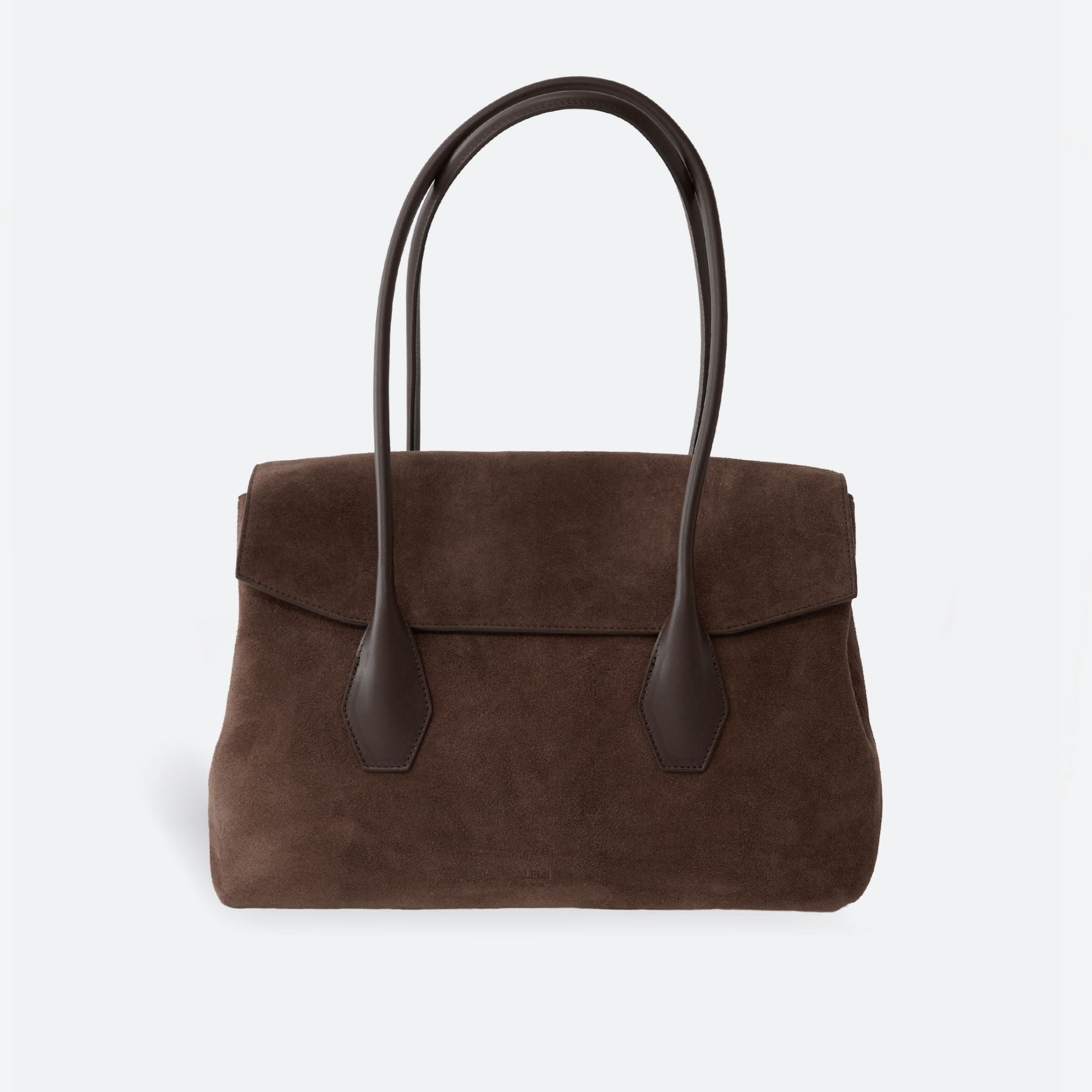 ALEMI Zurich | IDA | Laptop Bag | Dark Brown | Suede Leather | Front