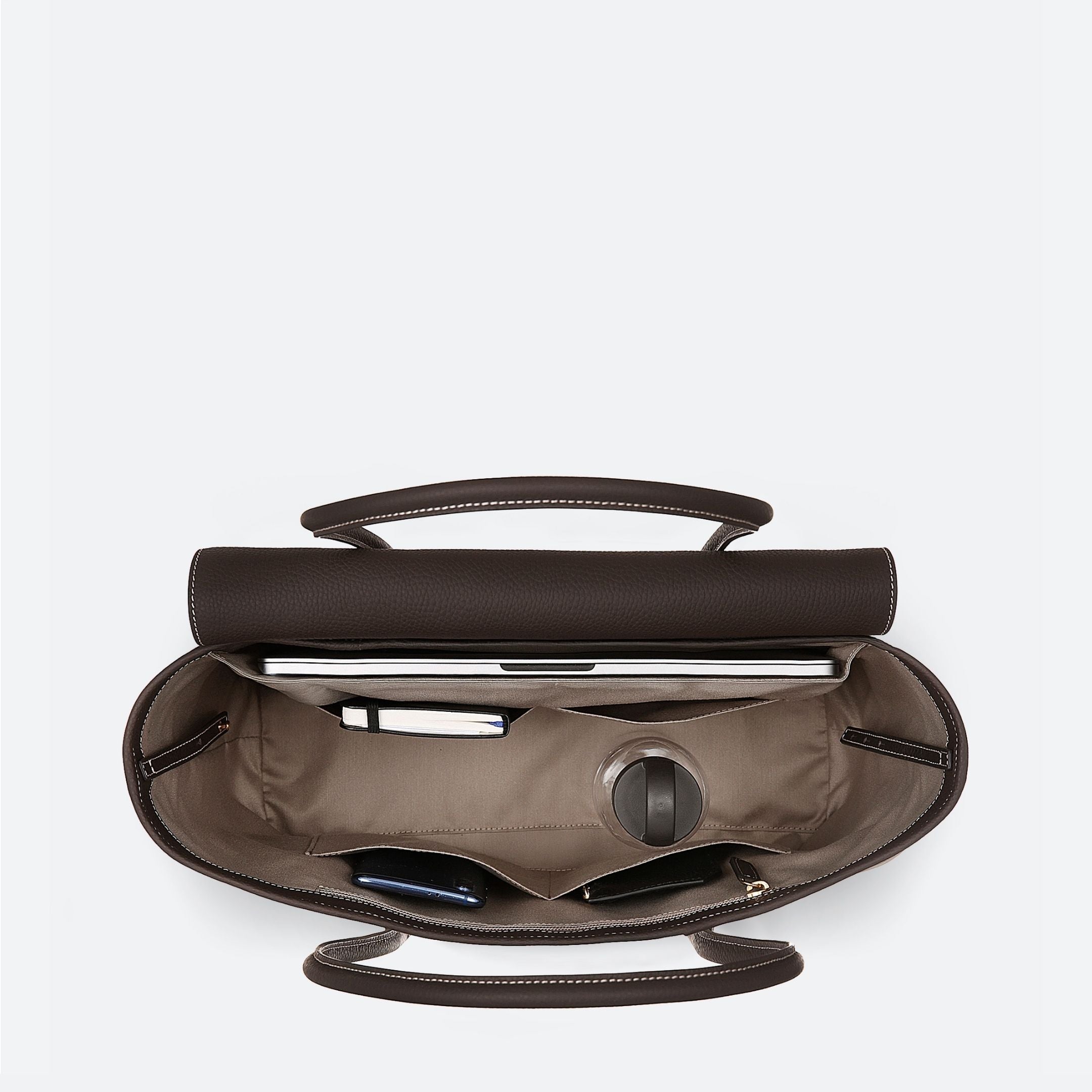 ALEMI Zurich | IDA | Laptop Bag | Beige Dark-Brown | Canvas | Wide inside