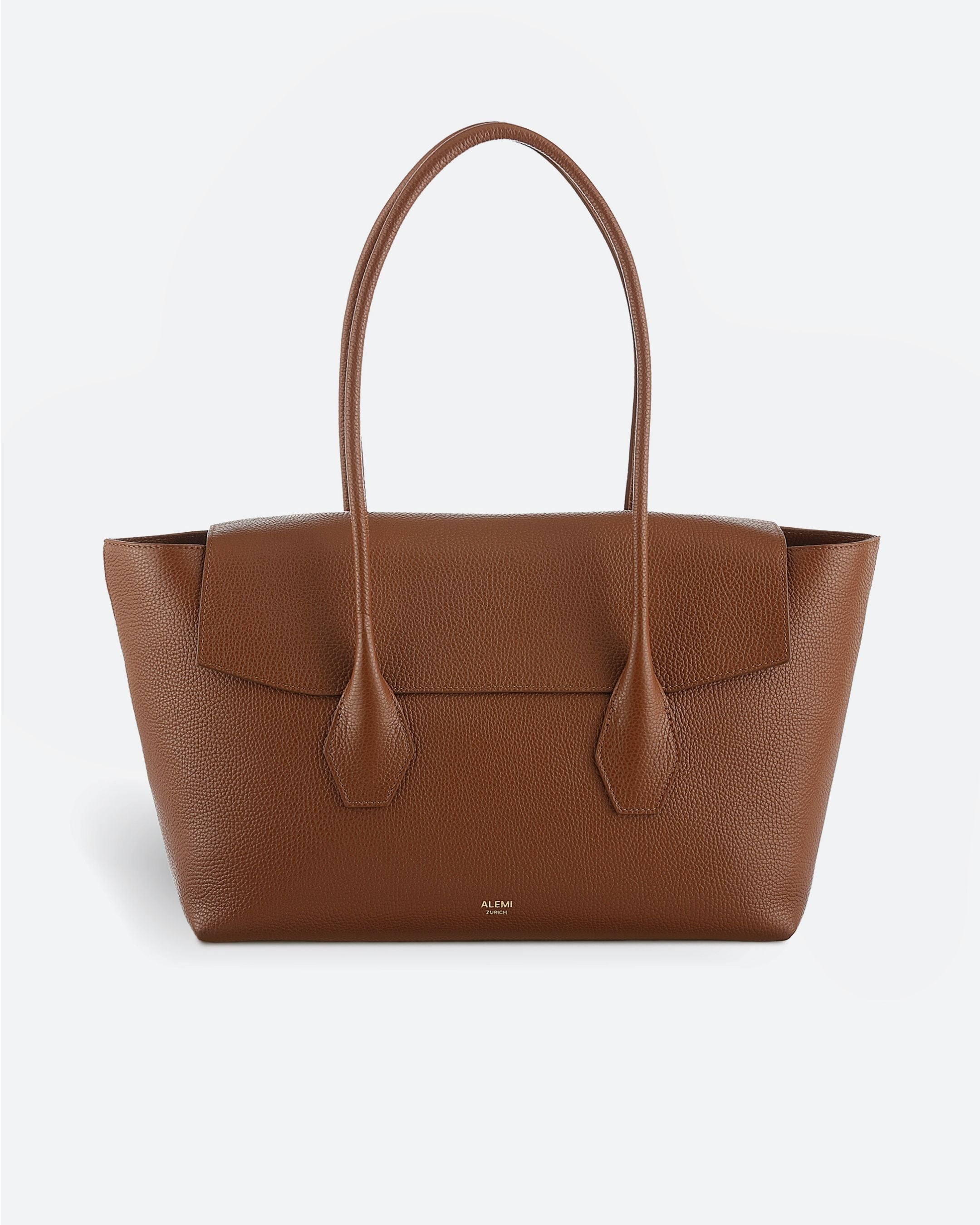 ALEMI Zurich | IDA | Laptop Bag | Cognac | Soft Grain Leather | Bag front