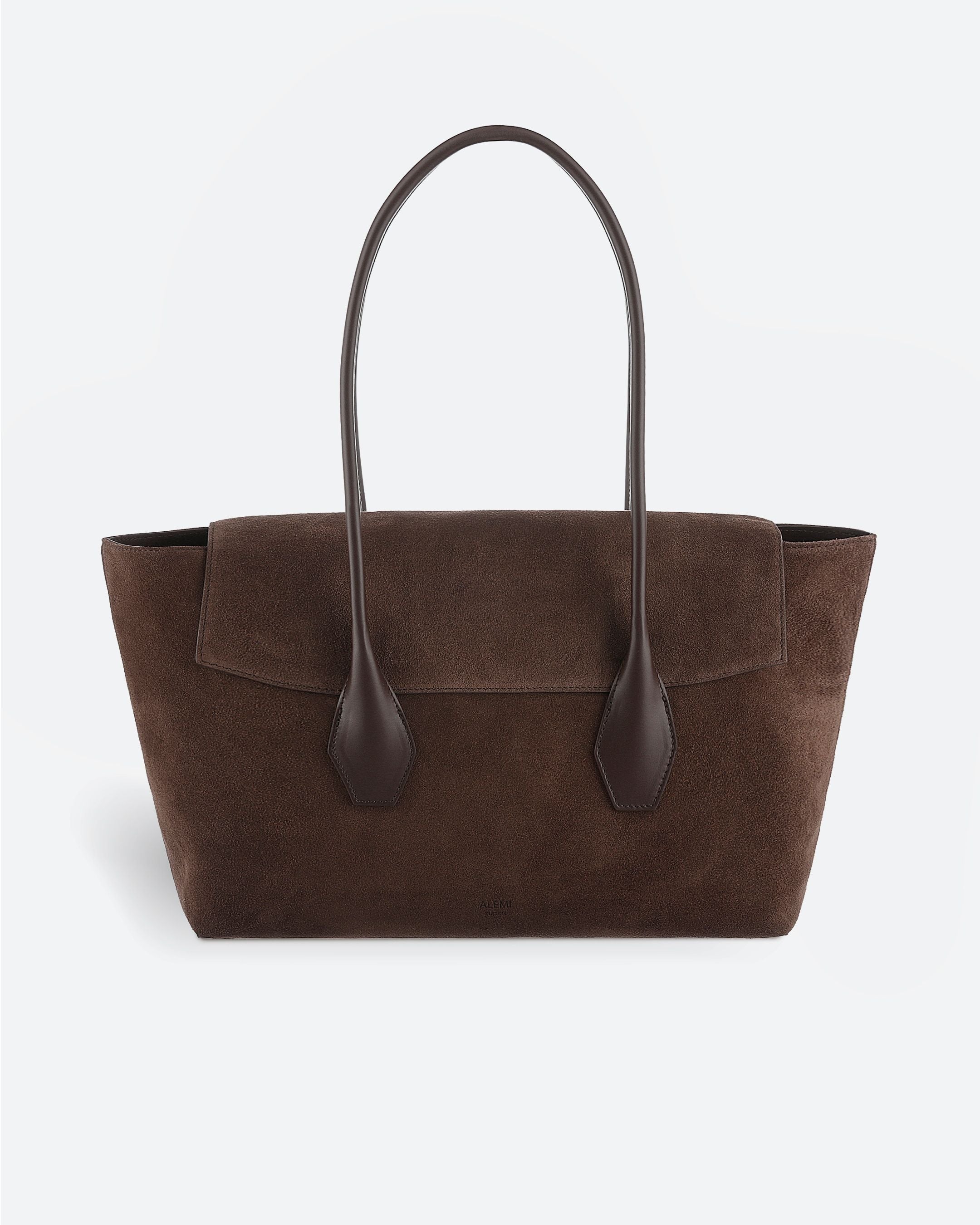 ALEMI Zurich | IDA | Laptop Bag | Dark Brown | Suede Leather | Bag front