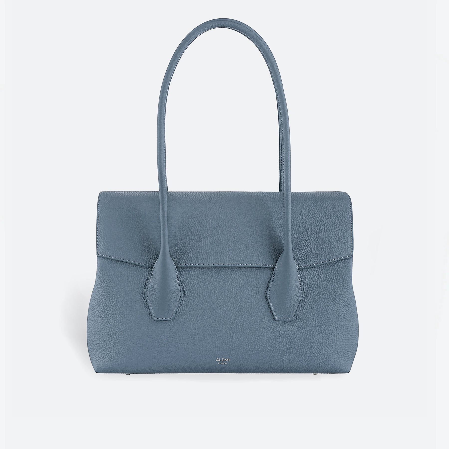 ALEMI Zurich | IDA | Laptop Bag | Ice Blue | Softgrain Leather | Bag front