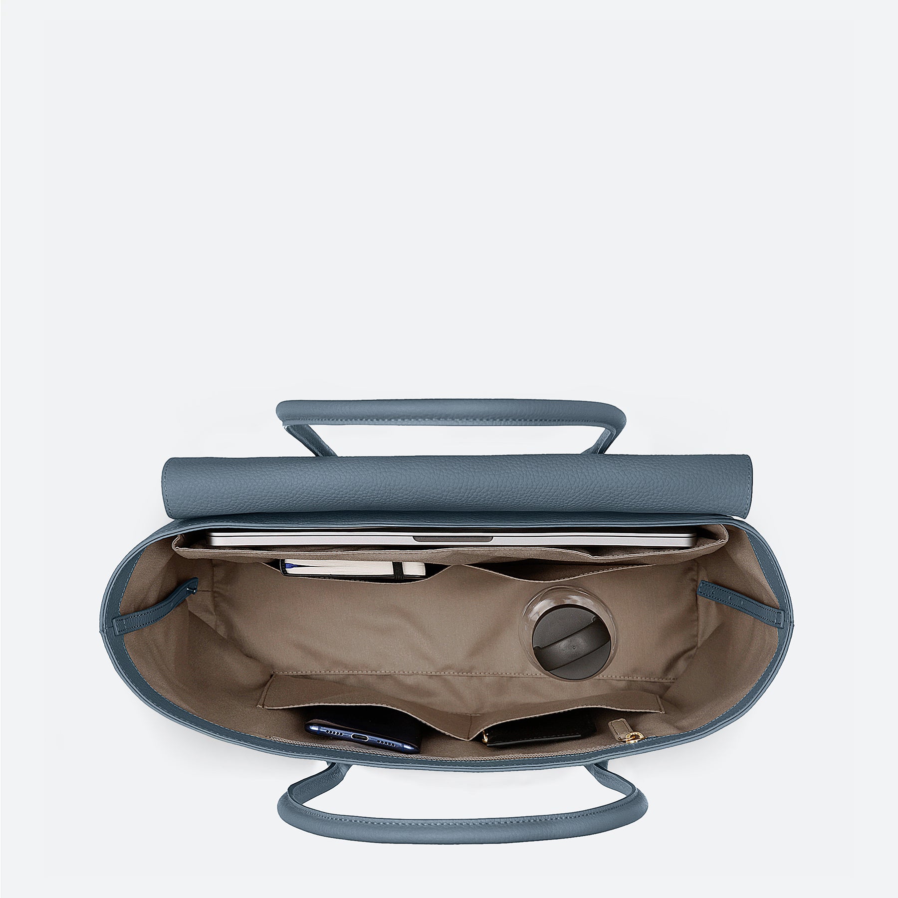 ALEMI Zurich | IDA | Laptop Bag | Ice Blue | Softgrain Leather | Inside