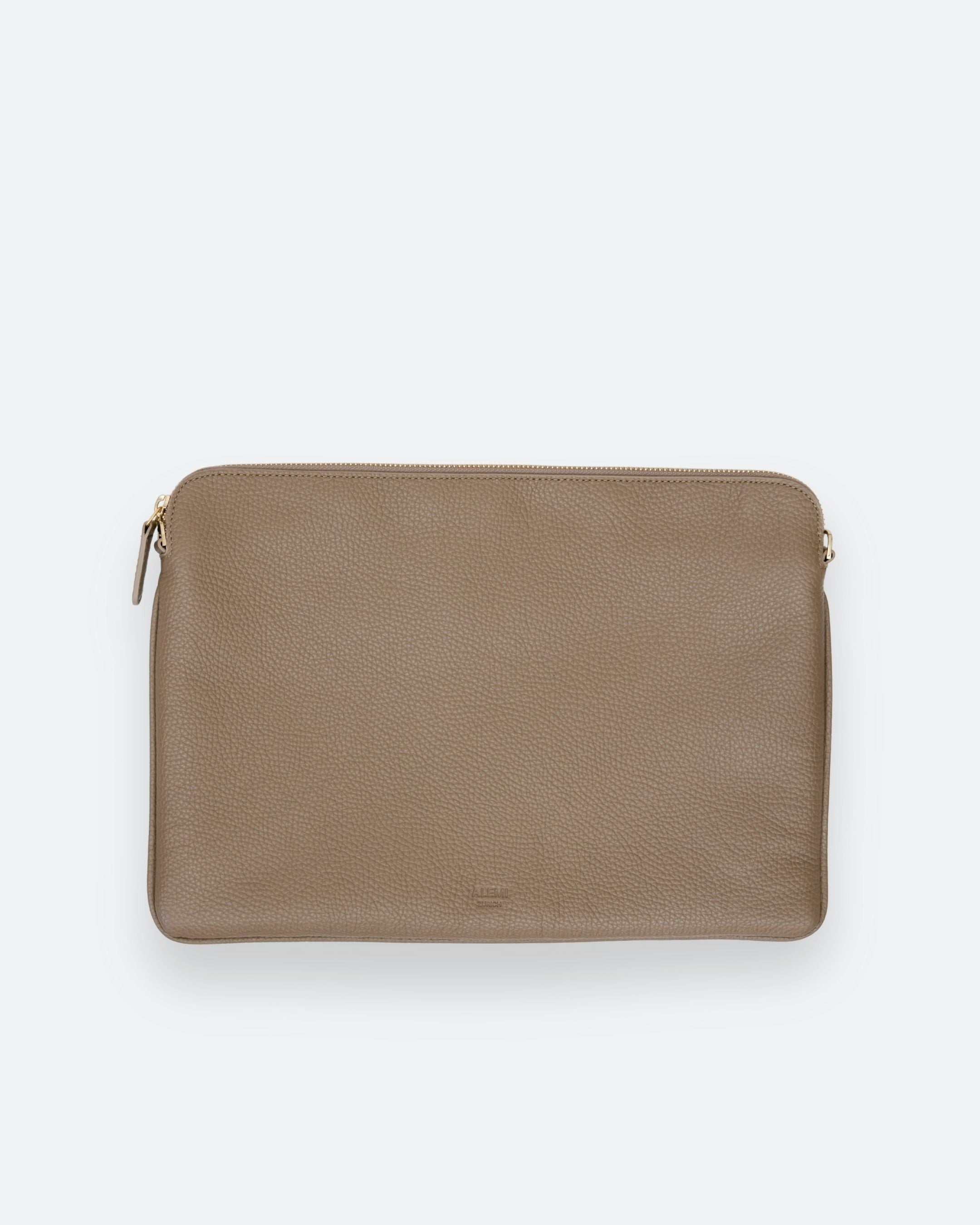 ALEMI Zurich | LAPTOP CASE | Accessoires | Greige | Soft Grain Leather | Front