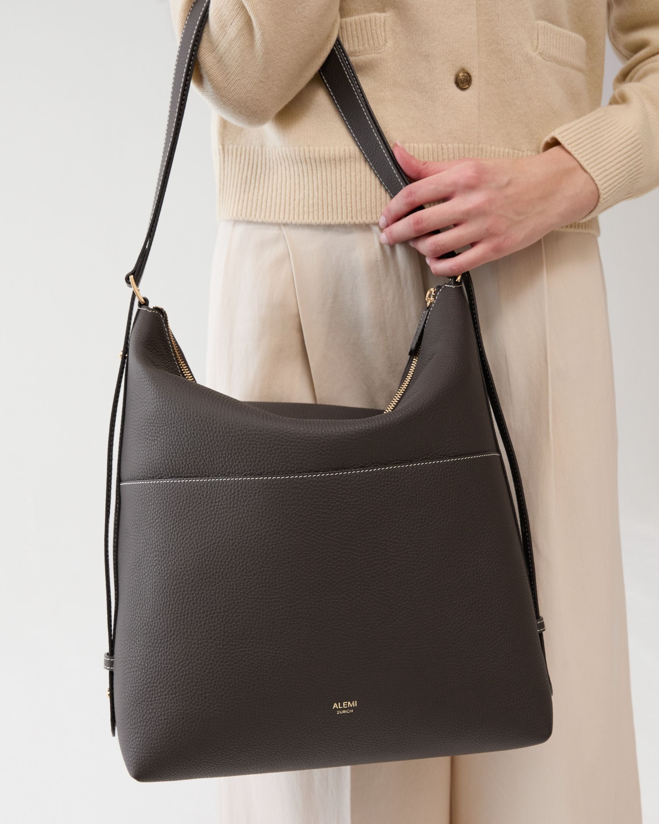 ALEMI Zurich | LETTEN | Laptop Bag | Dark Brown | Soft Grain Leather | Bag short top-handle