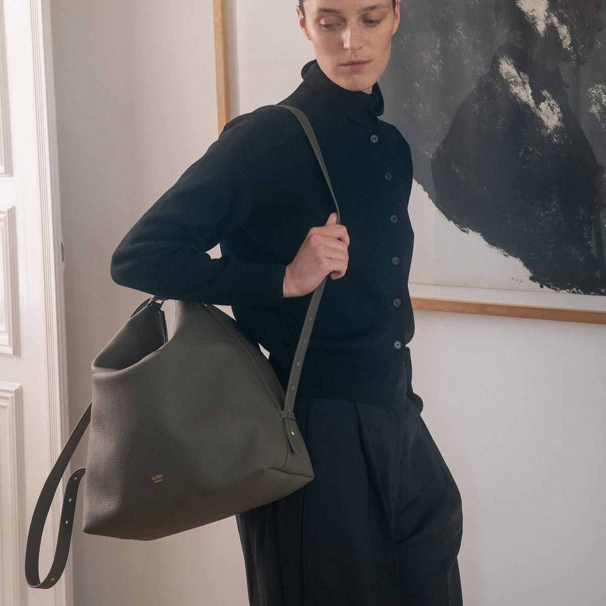 ALEMI Zurich | LETTEN | Laptop Bag | Olive Green | Soft Grain Leather | Bag as backpack