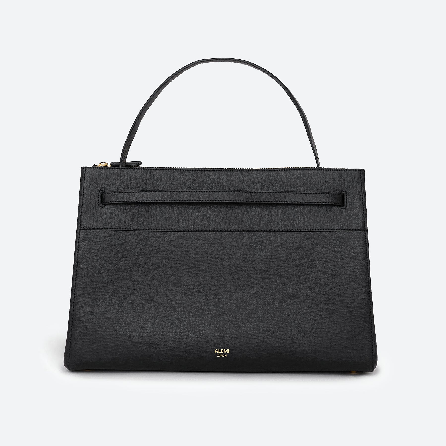 ALEMI Zurich | SEEFELD | Laptop Bag | Black | Pebbled Leather | Bag front