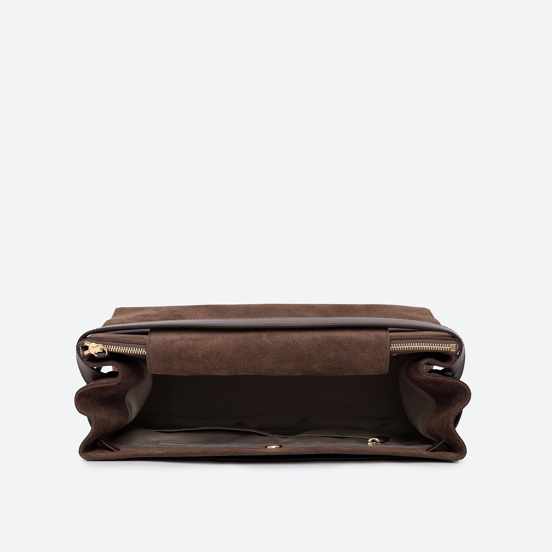 ALEMI Zurich | SEEFELD | Laptop Bag | Dark Brown | Suede Leather | Bag inside