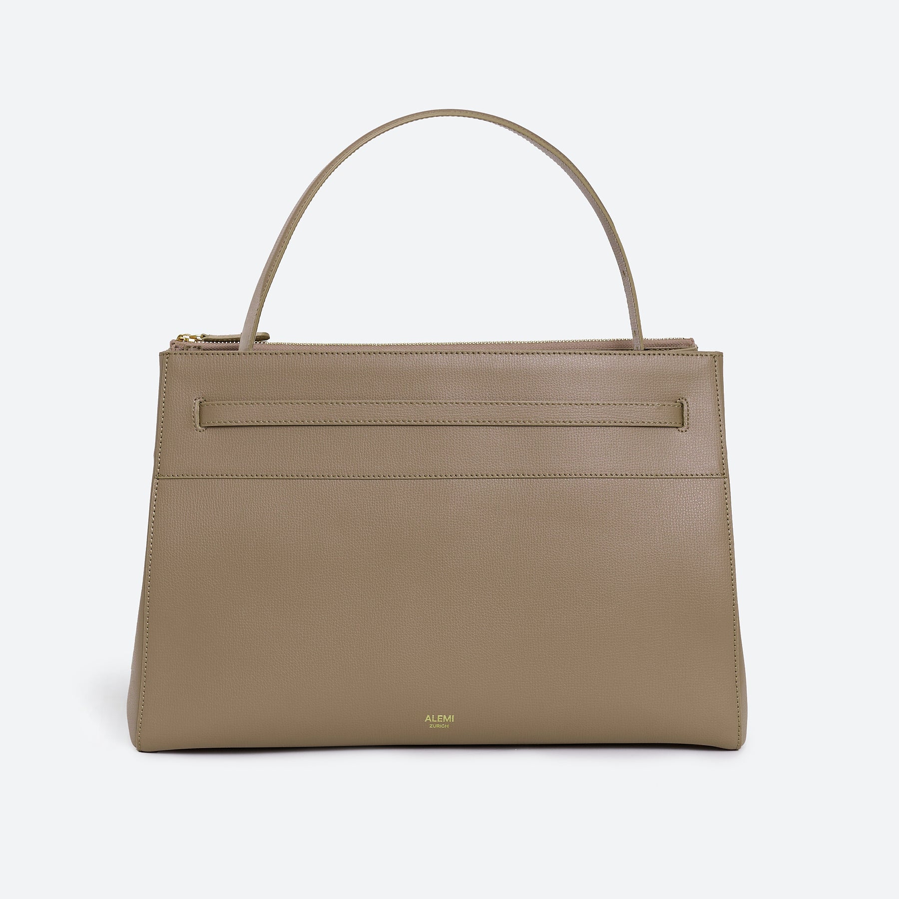 ALEMI Zurich | SEEFELD | Laptop Bag | Greige | Pebbled Leather | Bag front