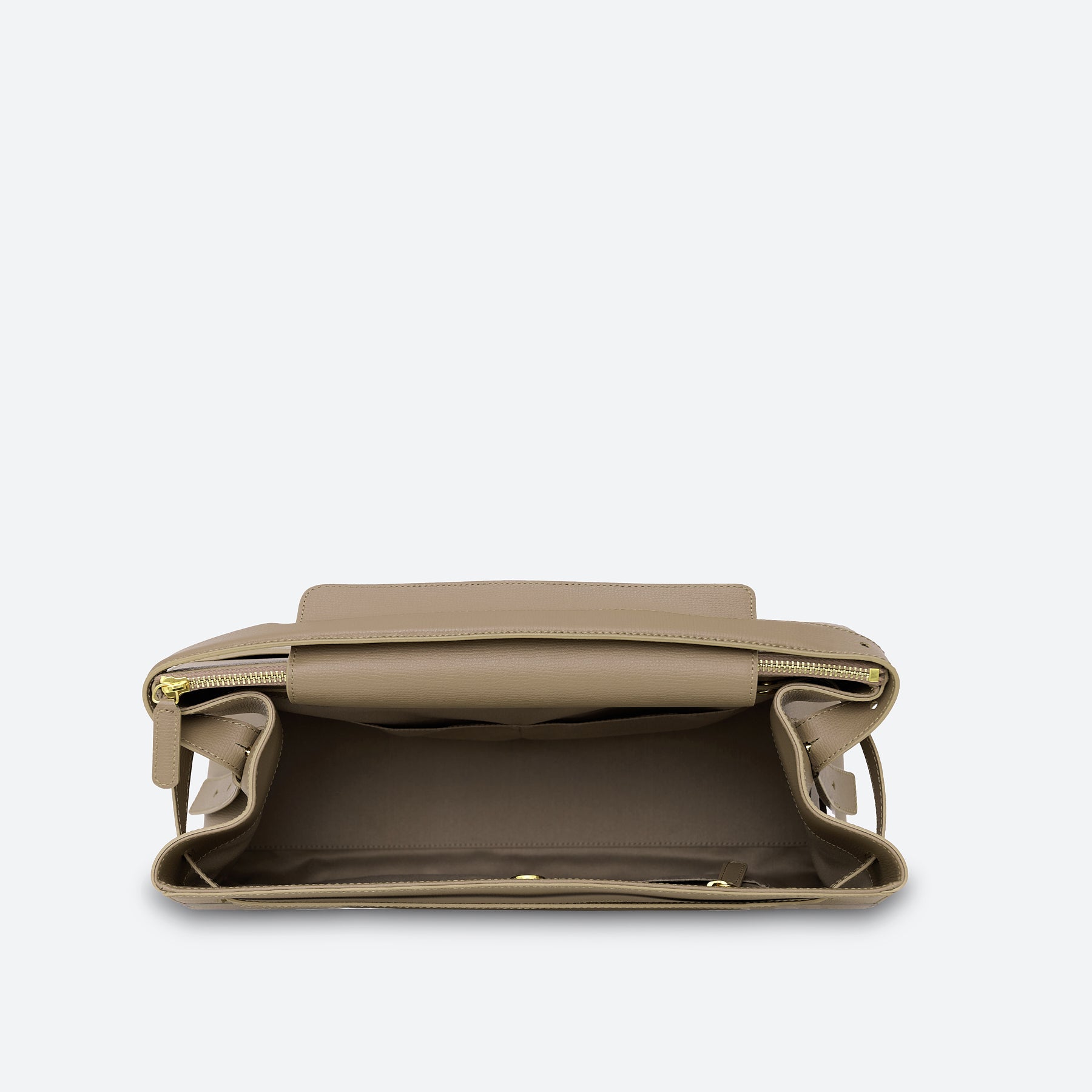 ALEMI Zurich | SEEFELD | Laptop Bag | Greige | Pebbled Leather | Bag inside