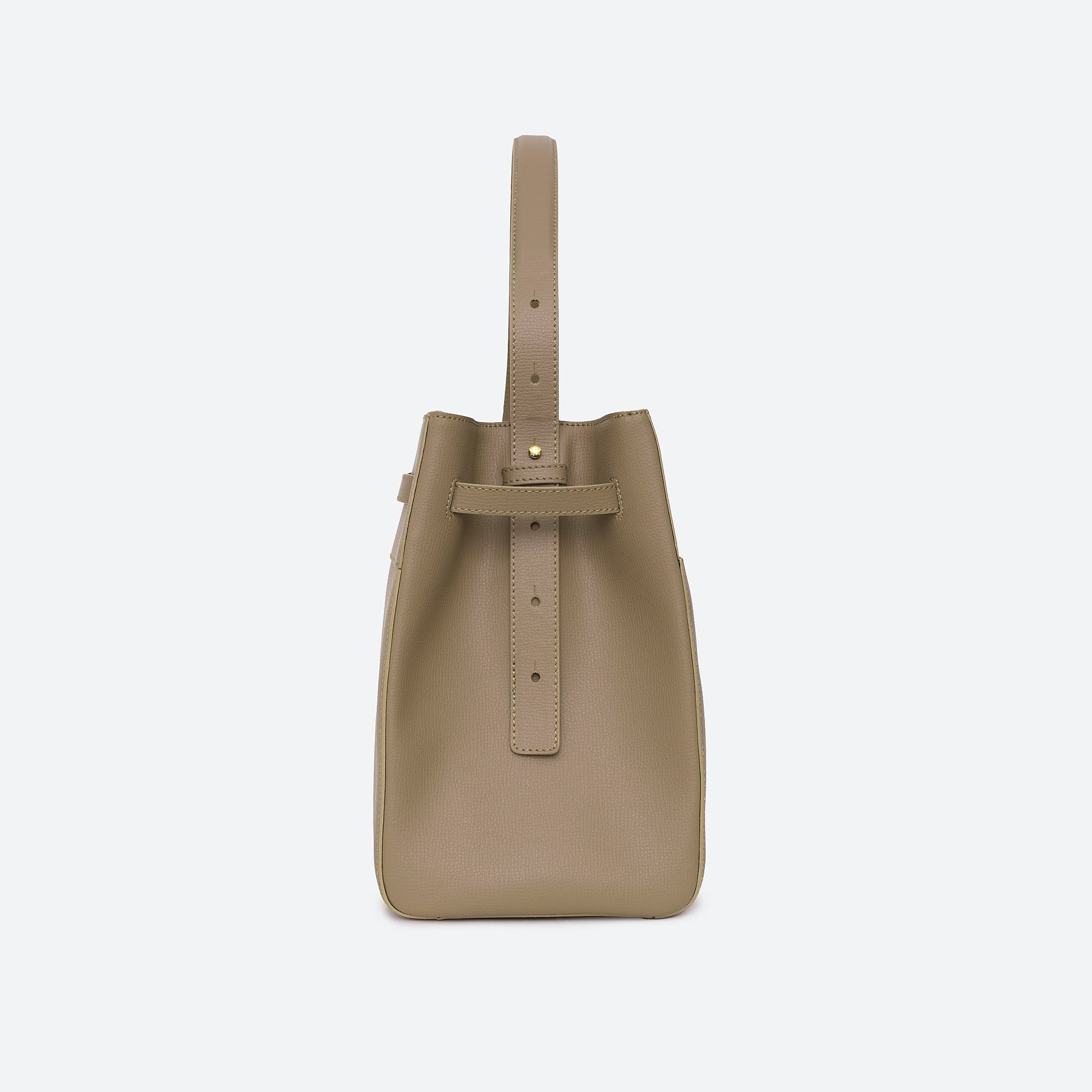 ALEMI Zurich | SEEFELD | Laptop Bag | Greige | Pebbled Leather | Bag side