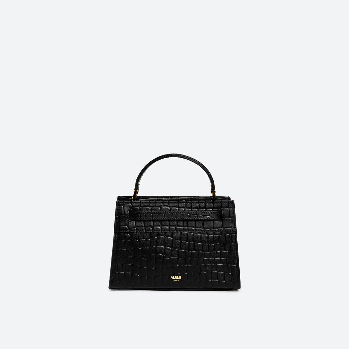 ALEMI Zurich | SEEFELD MINI | Small Bag | Black | Croc-Embossed Leather | Bag front