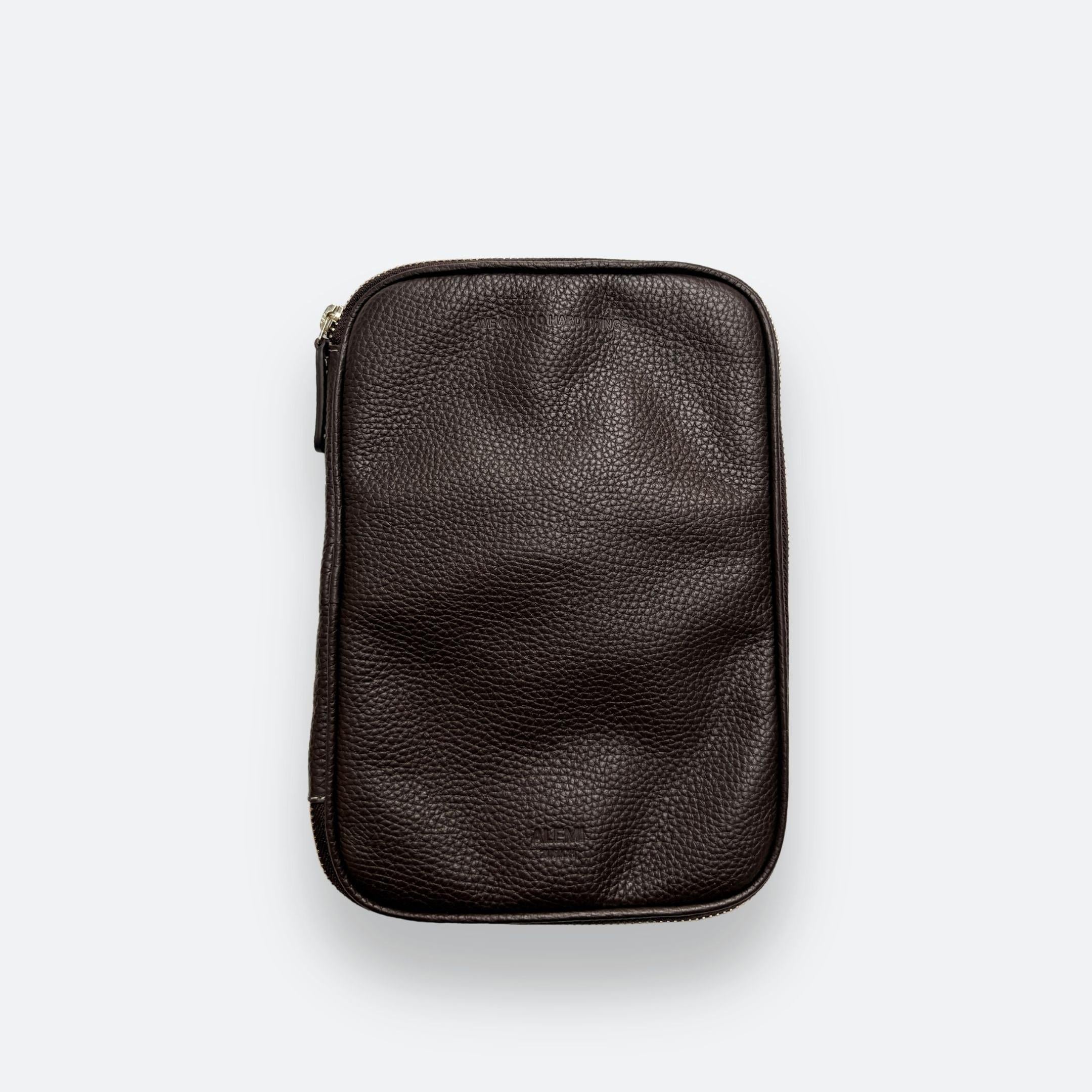 小物 FUTURE ARCHIVE / RHINE STONEBELT BROWN TECHNOPARK in Dark Brown with Embossing - Leather Tech Organizer