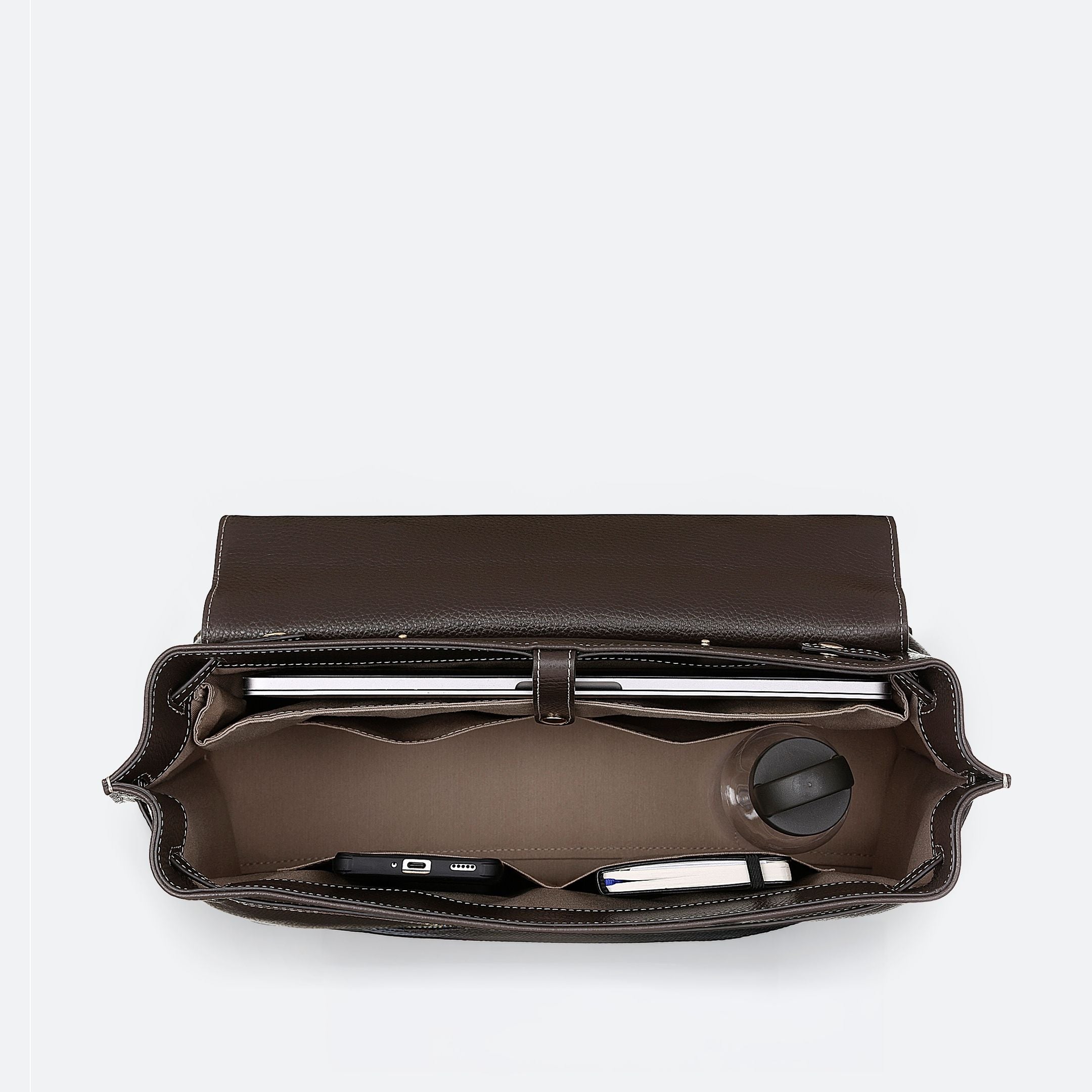 ALEMI Zurich | VIADUKT WORK | Laptop Bag | Dark Brown | Soft Grain Leather | Inside