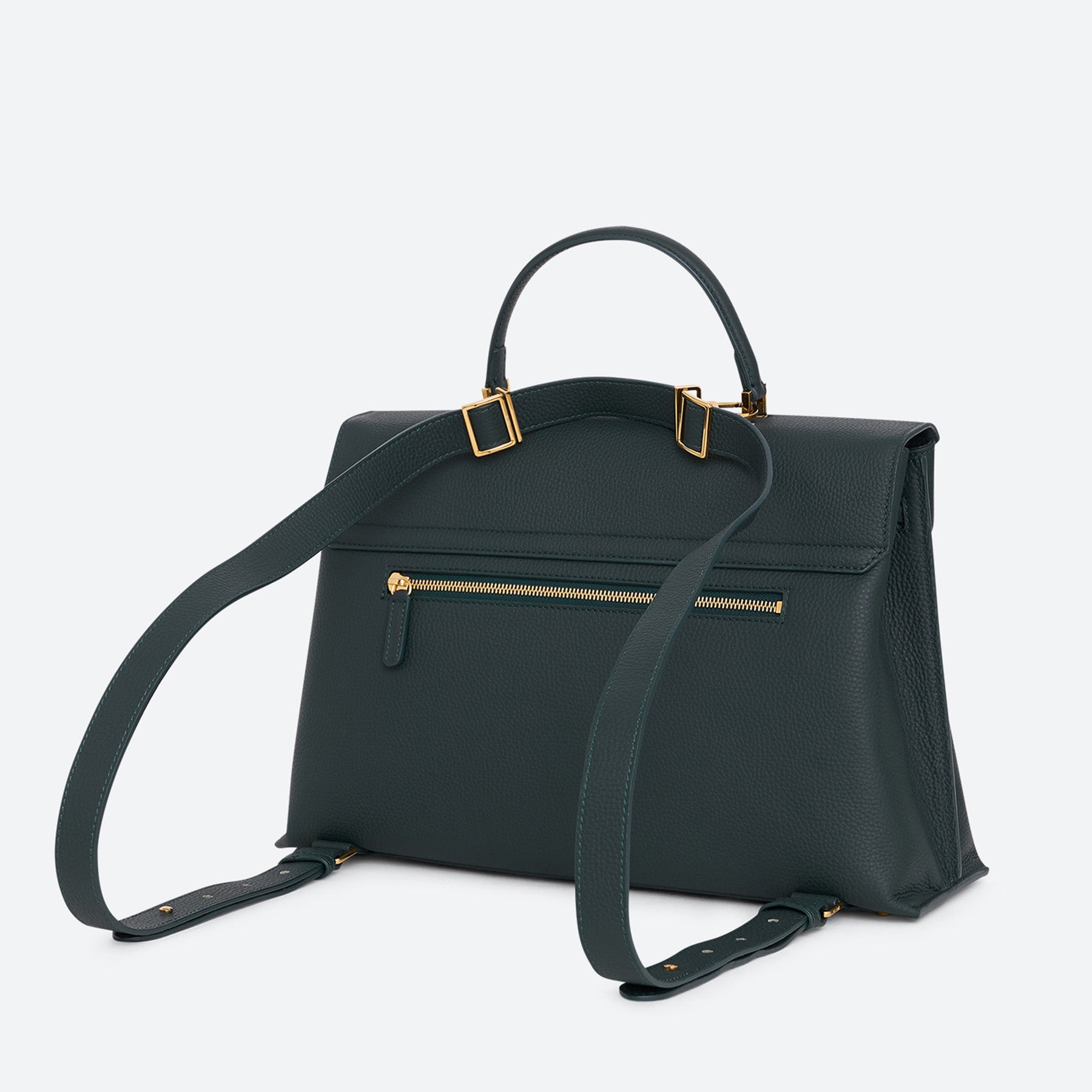 ALEMI Zurich | VIADUKT WORK | Laptop Bag | Deep Teal (Limited Edition) | Soft Grain Leather | Back with crossbody strap