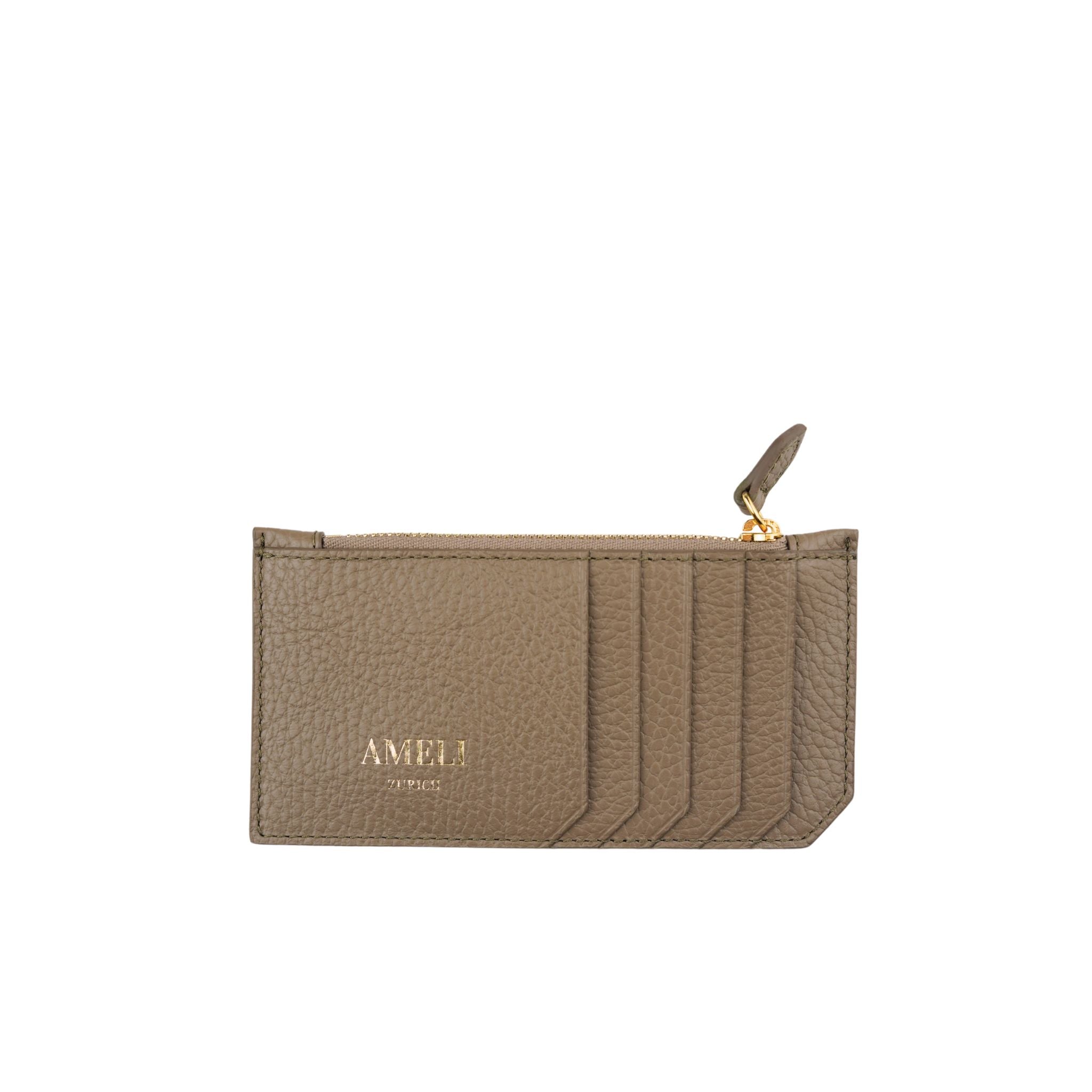 AMELI Zurich | Card holder | Greige | Soft Grain Leather | Front