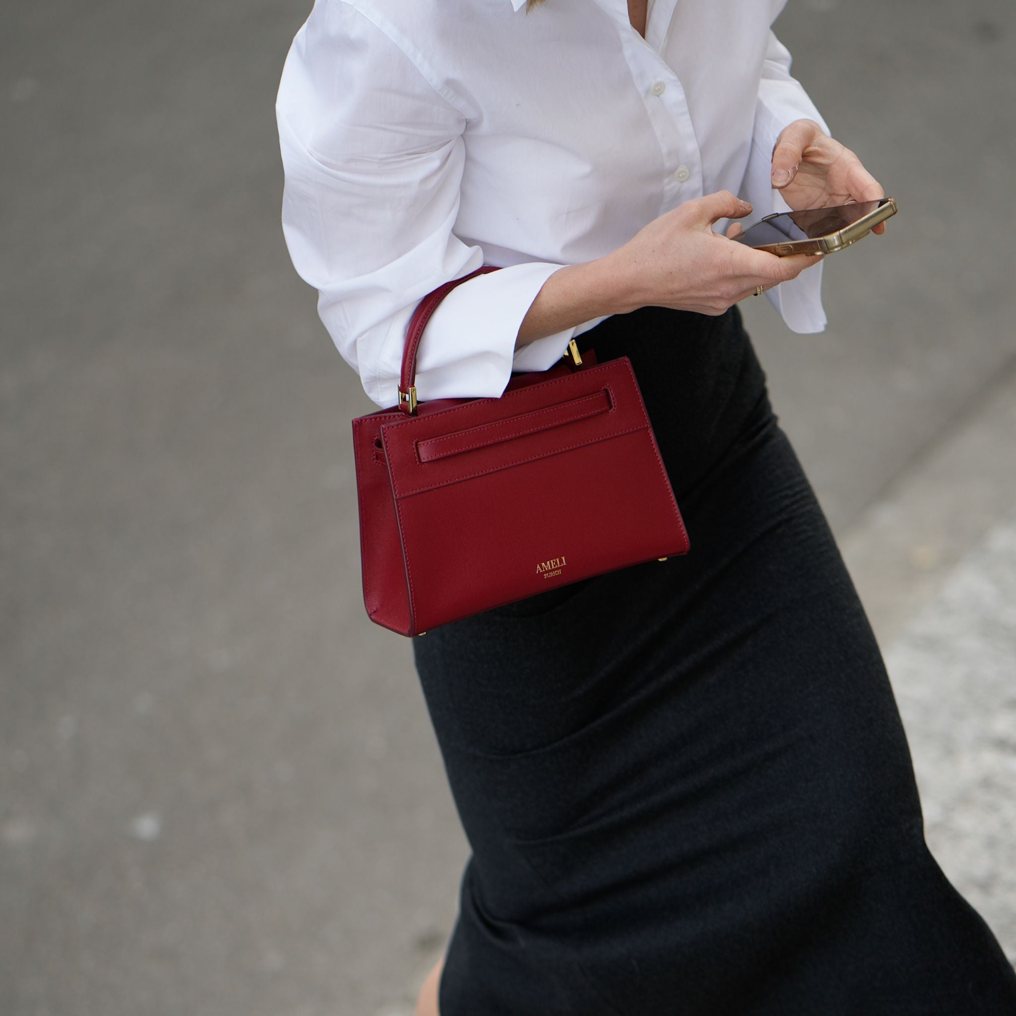 AMELI Zurich | SEEFELD MINI | Red | Saffiano Leather | Tophandle bag