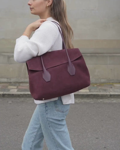 ALEMI Zurich | IDA | Laptop Bag | Maroon Red I Suede Leather | Video
