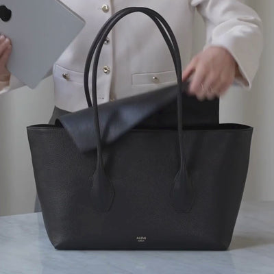 ALEMI Zurich | IDA | Laptop Bag | Black | Soft Grain Leather | Video packing